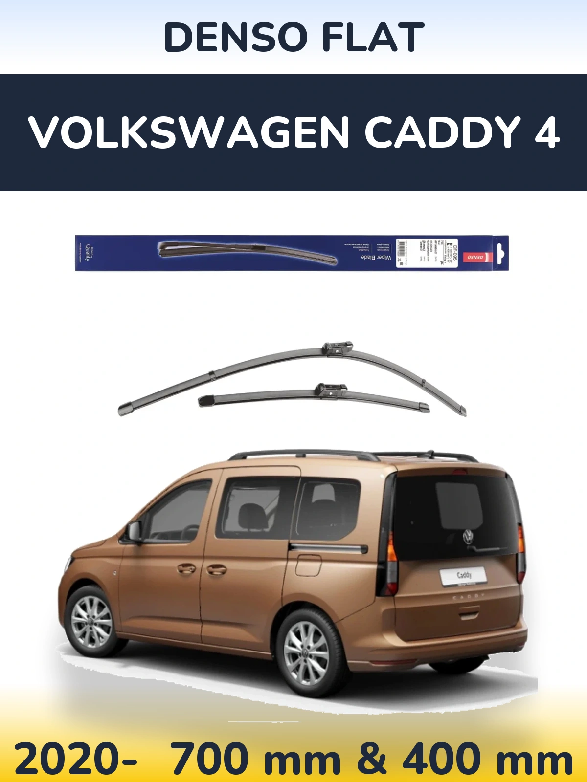 Komplet przednich wycieraczek Denso Flat 700 & 400 mm do Volkswagen Caddy 4 2020-2026