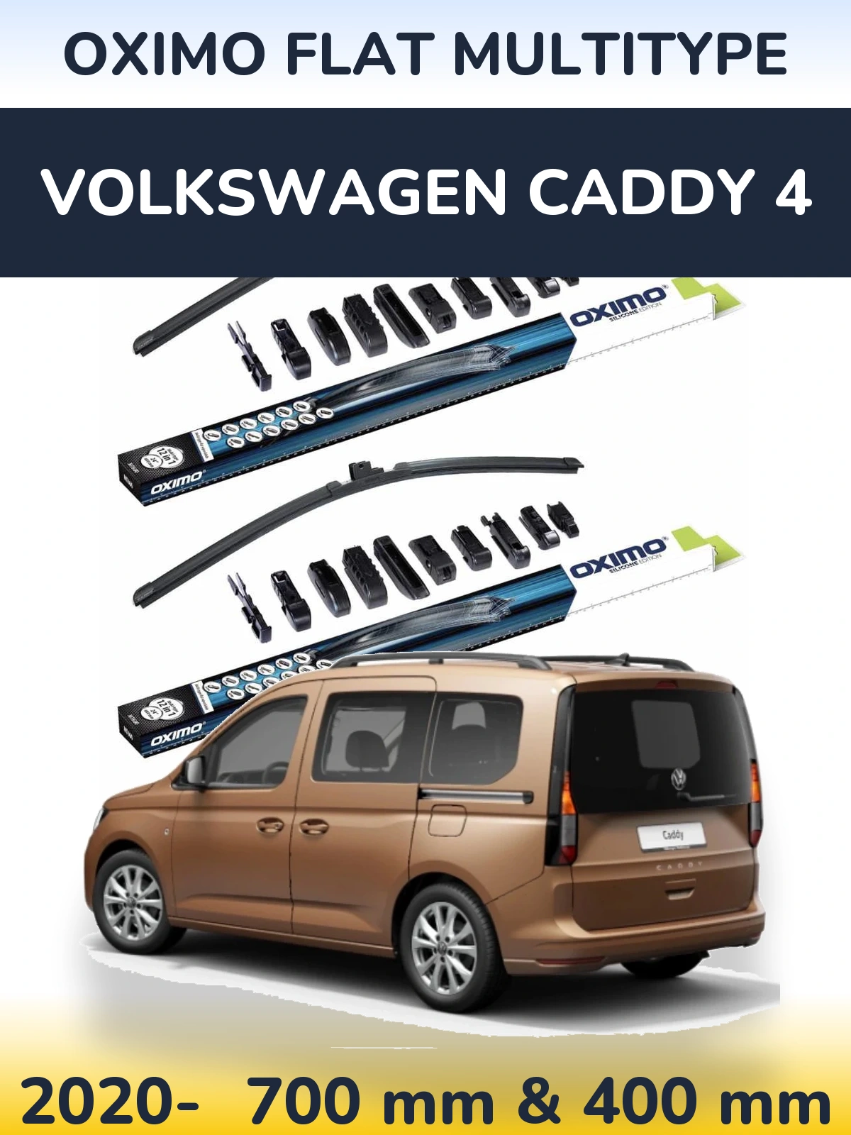 Komplet przednich wycieraczek Oximo Flat MultiType 700 & 400 mm do Volkswagen Caddy 4 2020-2026