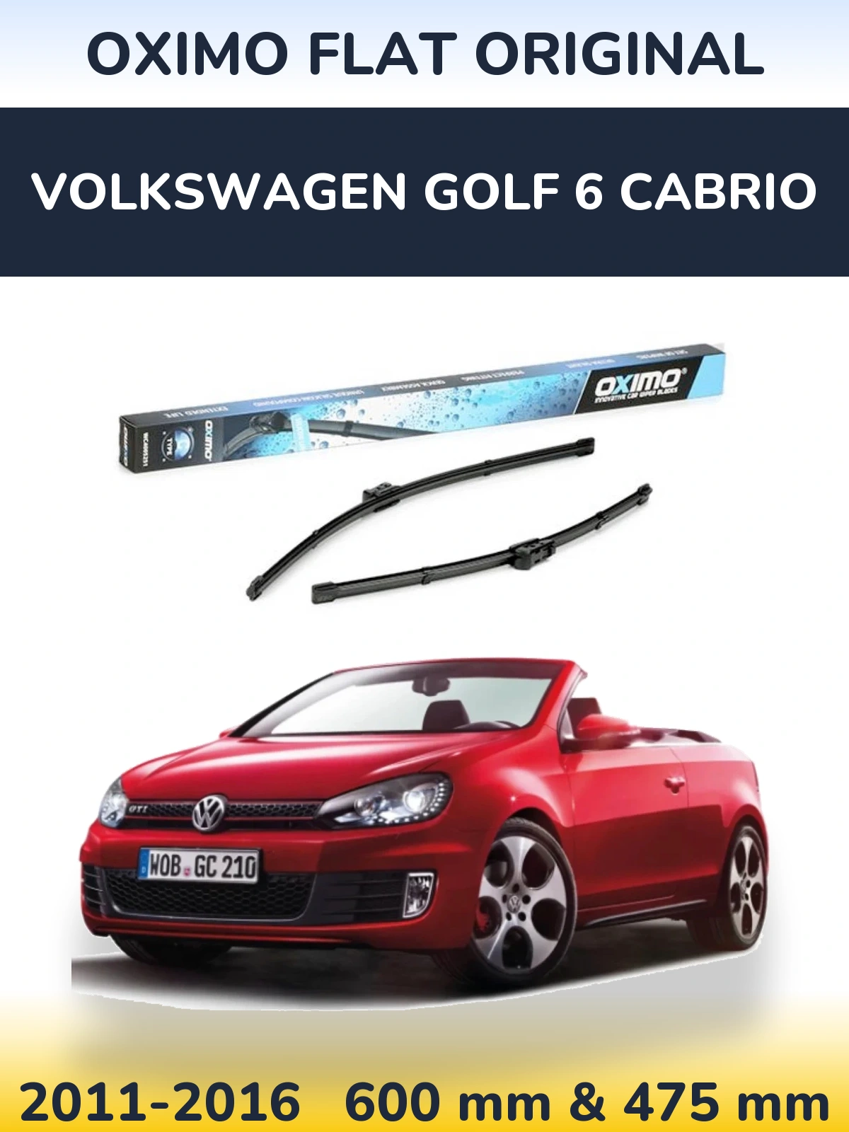 Komplet przednich wycieraczek Oximo Flat Original 600 & 475 mm do Volkswagen Golf 6 Cabrio 2011-2016
