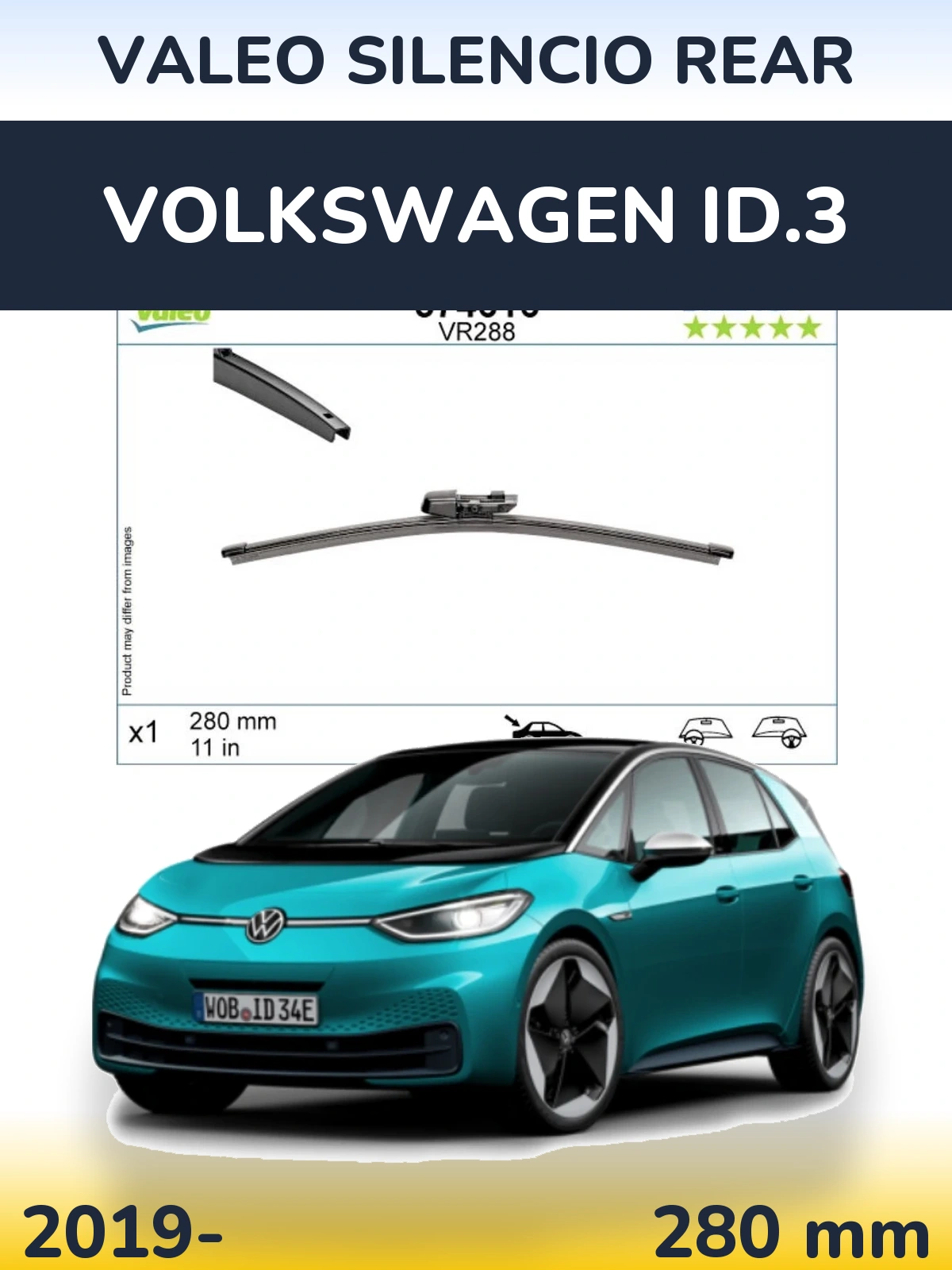 Rear wiper blade Valeo Silencio Rear 280 mm for Volkswagen ID.3 2019-2026