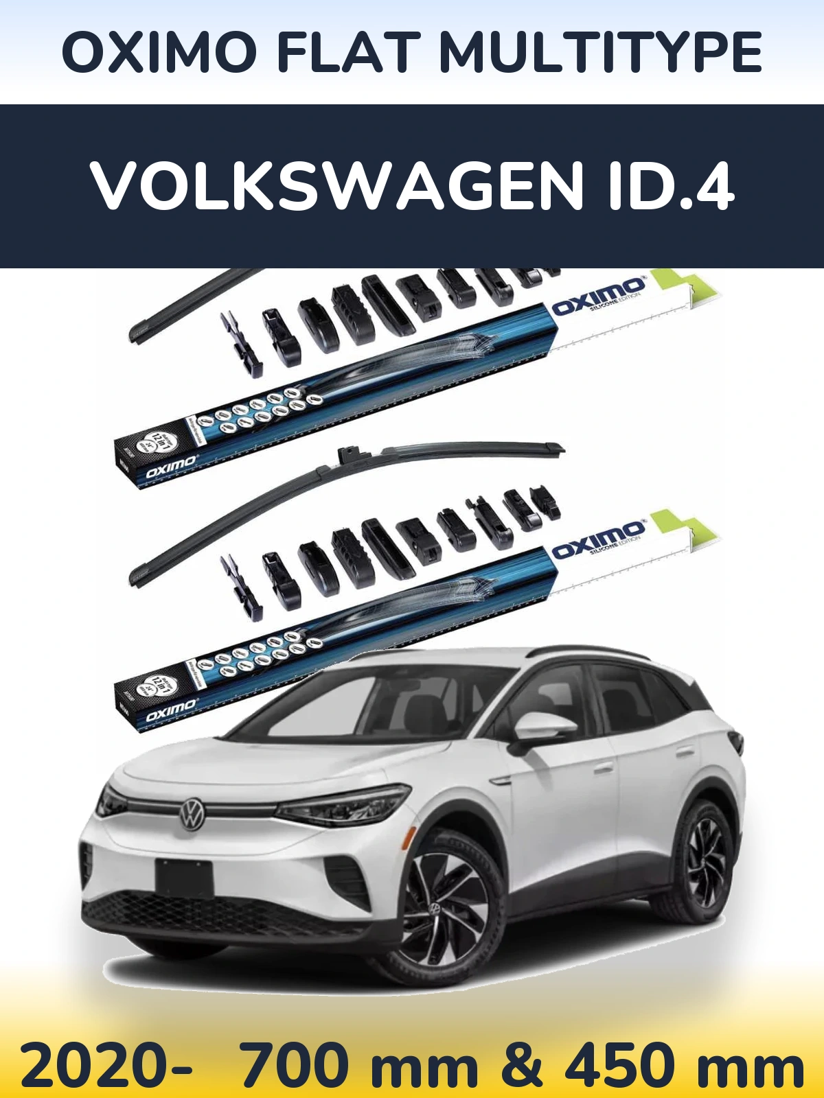 Комплект передних дворников Oximo Flat MultiТипe 700 & 450 мм для Volkswagen ID.4 2020-2026