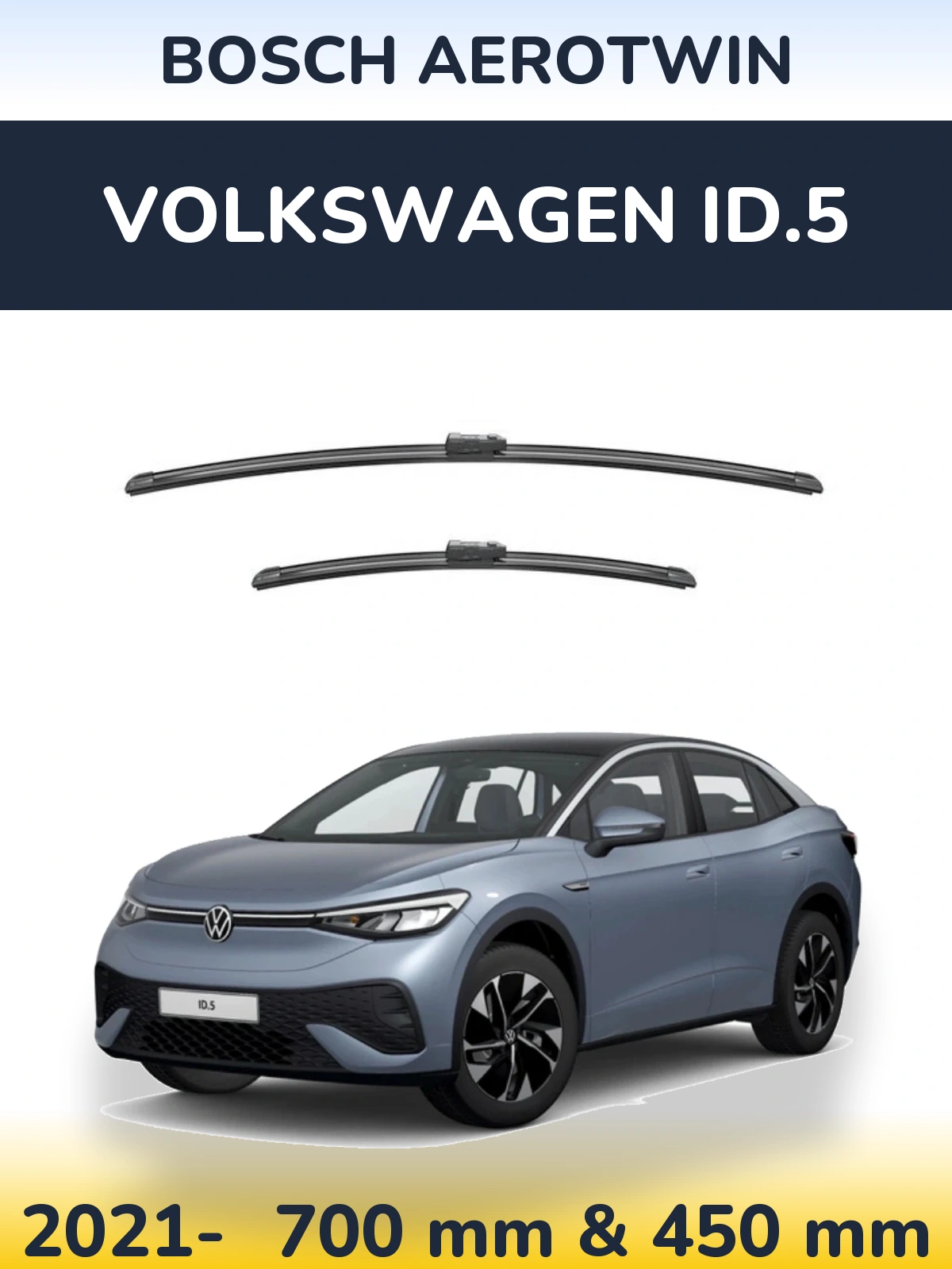 Комплект передних дворников BOSCH AeroTwin 700 & 450 мм для Volkswagen ID.5 2021-2026