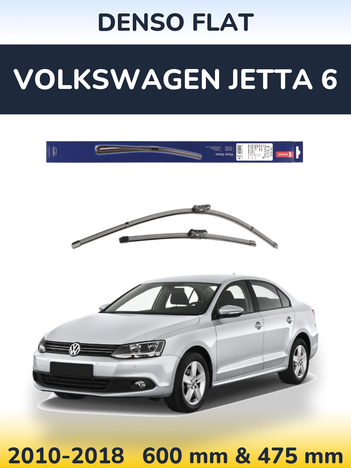 Komplet przednich wycieraczek Denso Flat 600 & 475 mm do Volkswagen Jetta 6 2010-2018