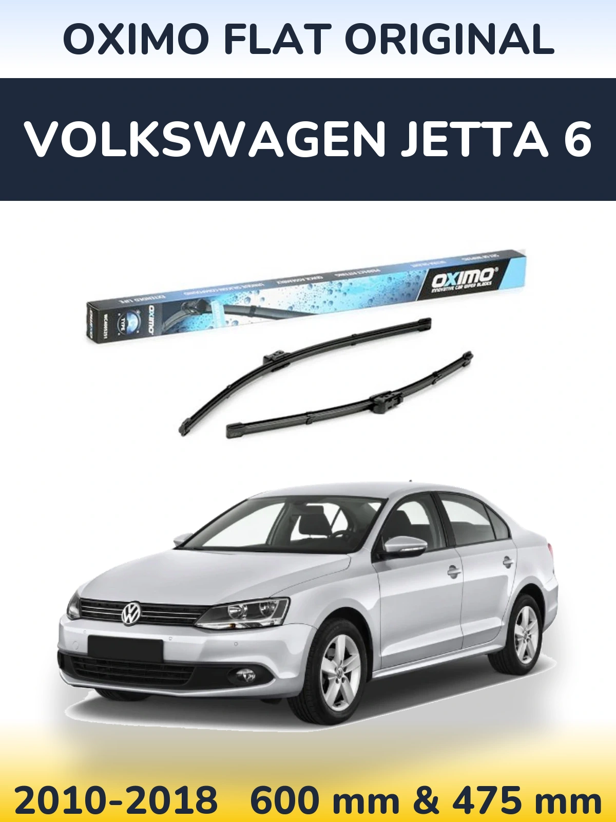 Комплект передних дворников Oximo Flat Original 600 & 475 мм для Volkswagen Jetta 6 2010-2018