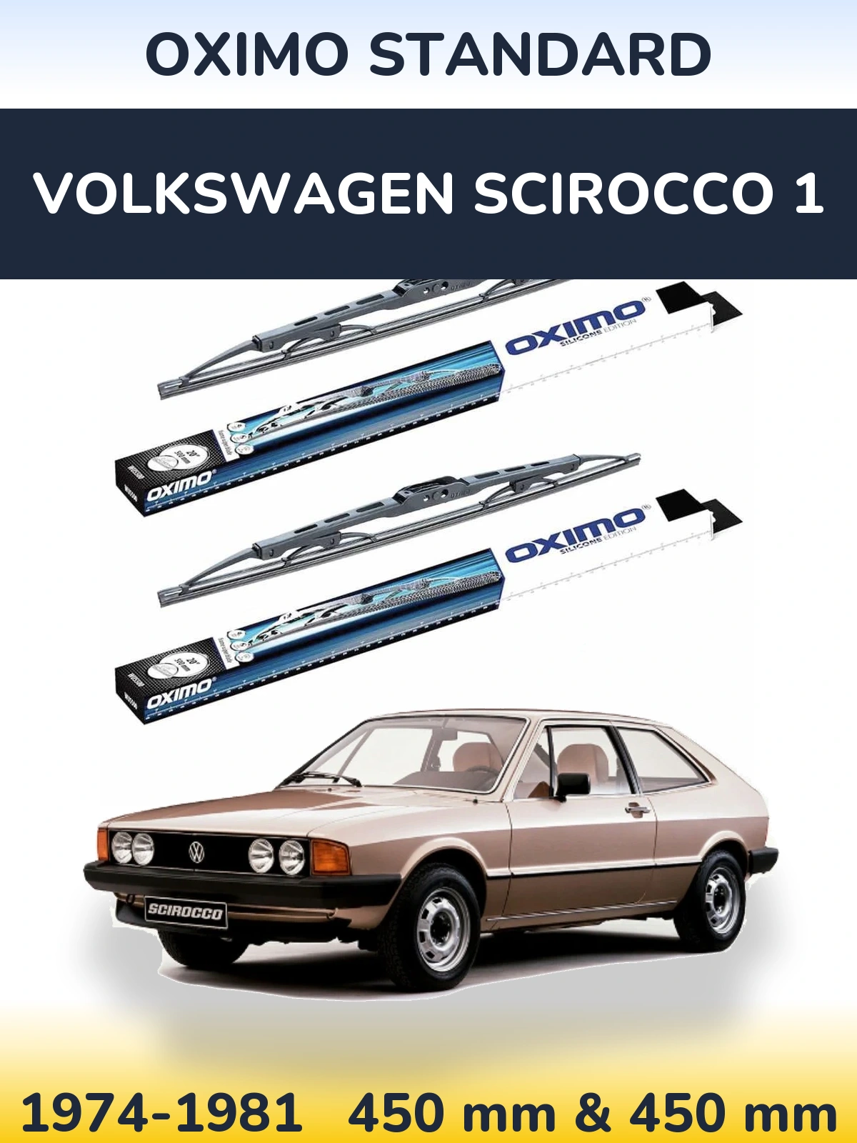 Komplet przednich wycieraczek Oximo Standard 450 & 450 mm do Volkswagen Scirocco 1 1974-1981