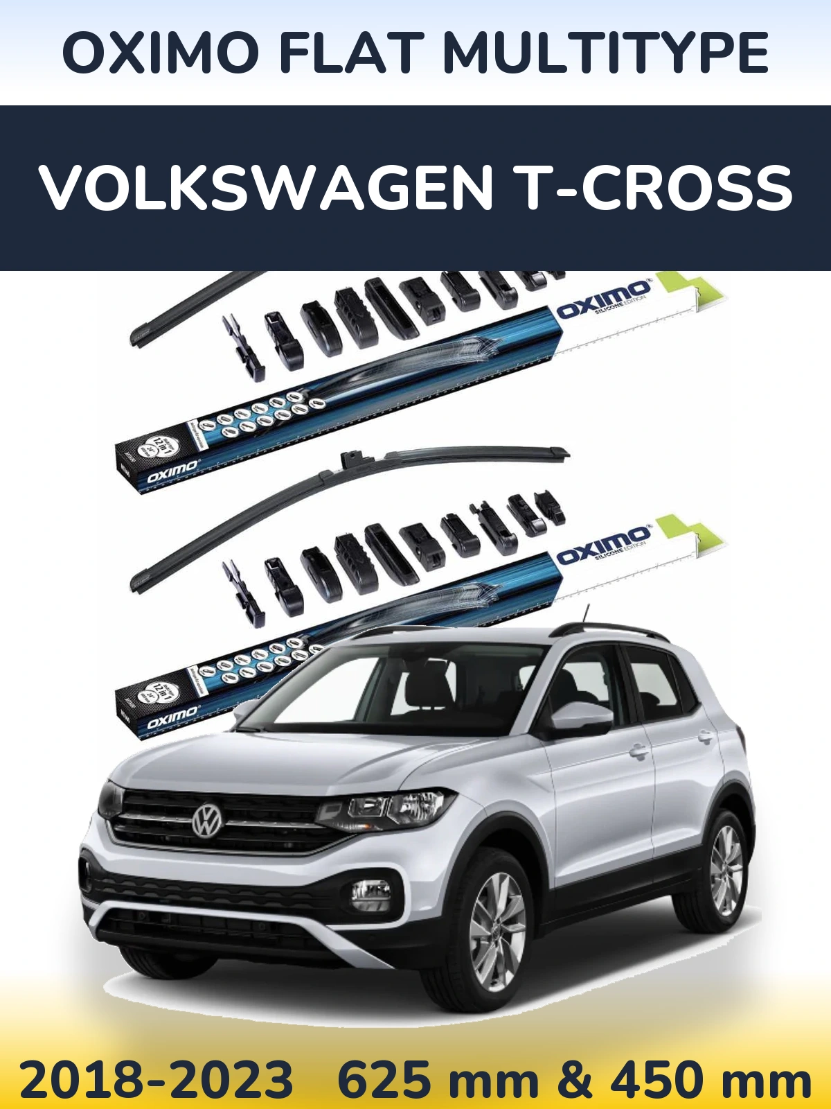 Komplet przednich wycieraczek Oximo Flat MultiType 600 & 450 mm do Volkswagen T-Cross 2018-2023