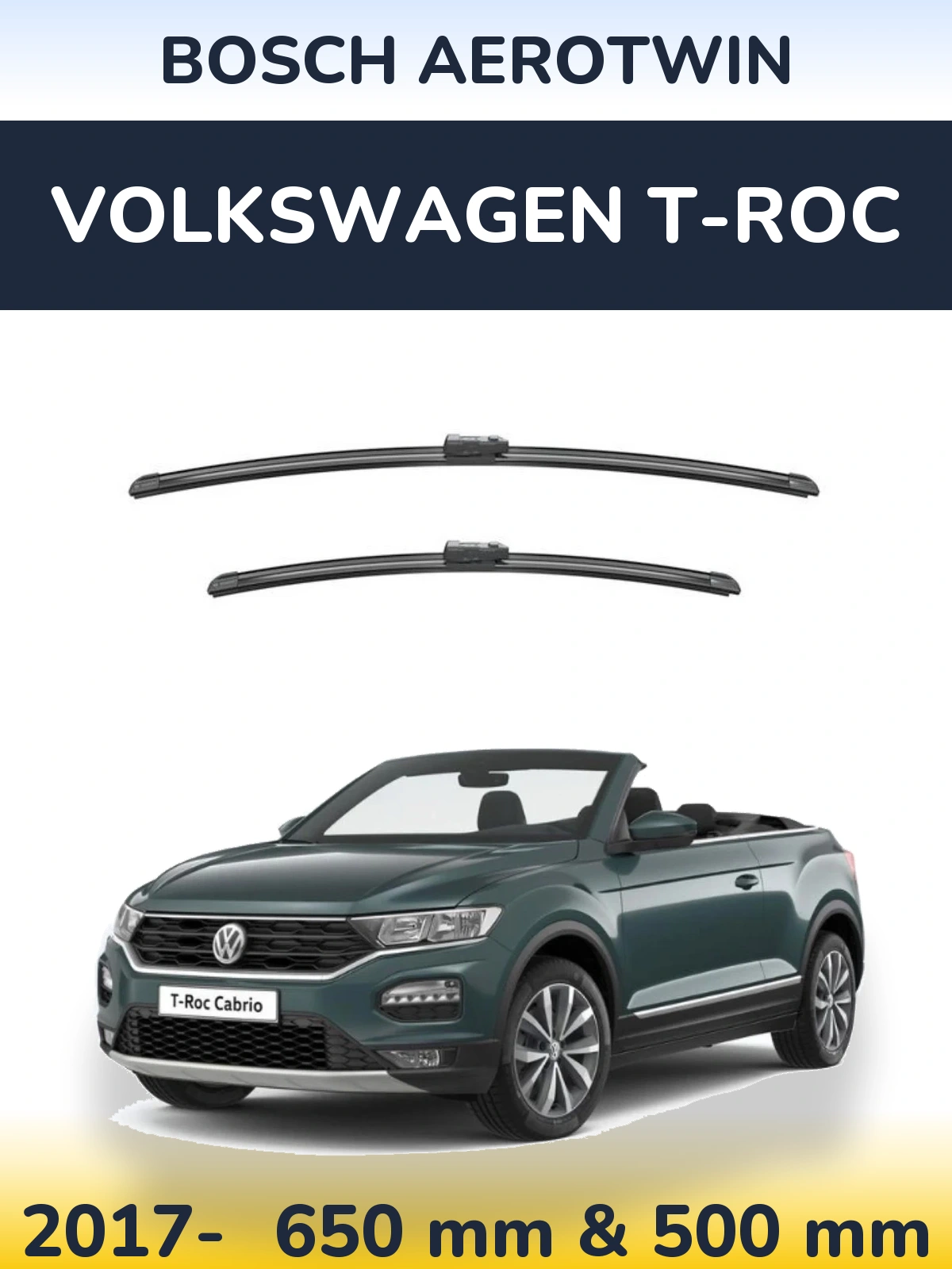 Komplet przednich wycieraczek BOSCH AeroTwin 650 & 500 mm do Volkswagen T-Roc 2017-2026