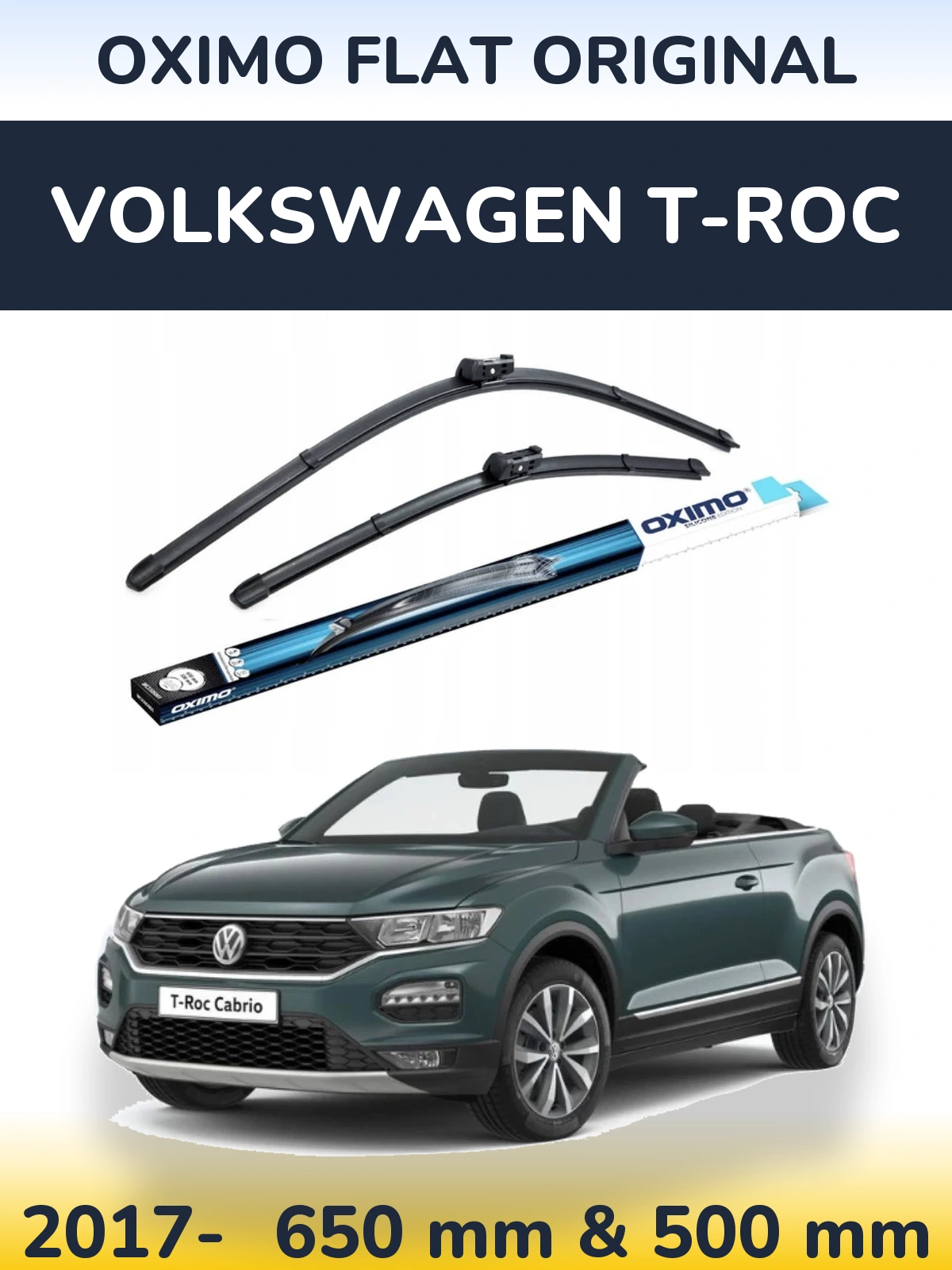 Komplet przednich wycieraczek Oximo Flat Original 650 & 500 mm do Volkswagen T-Roc 2017-2026