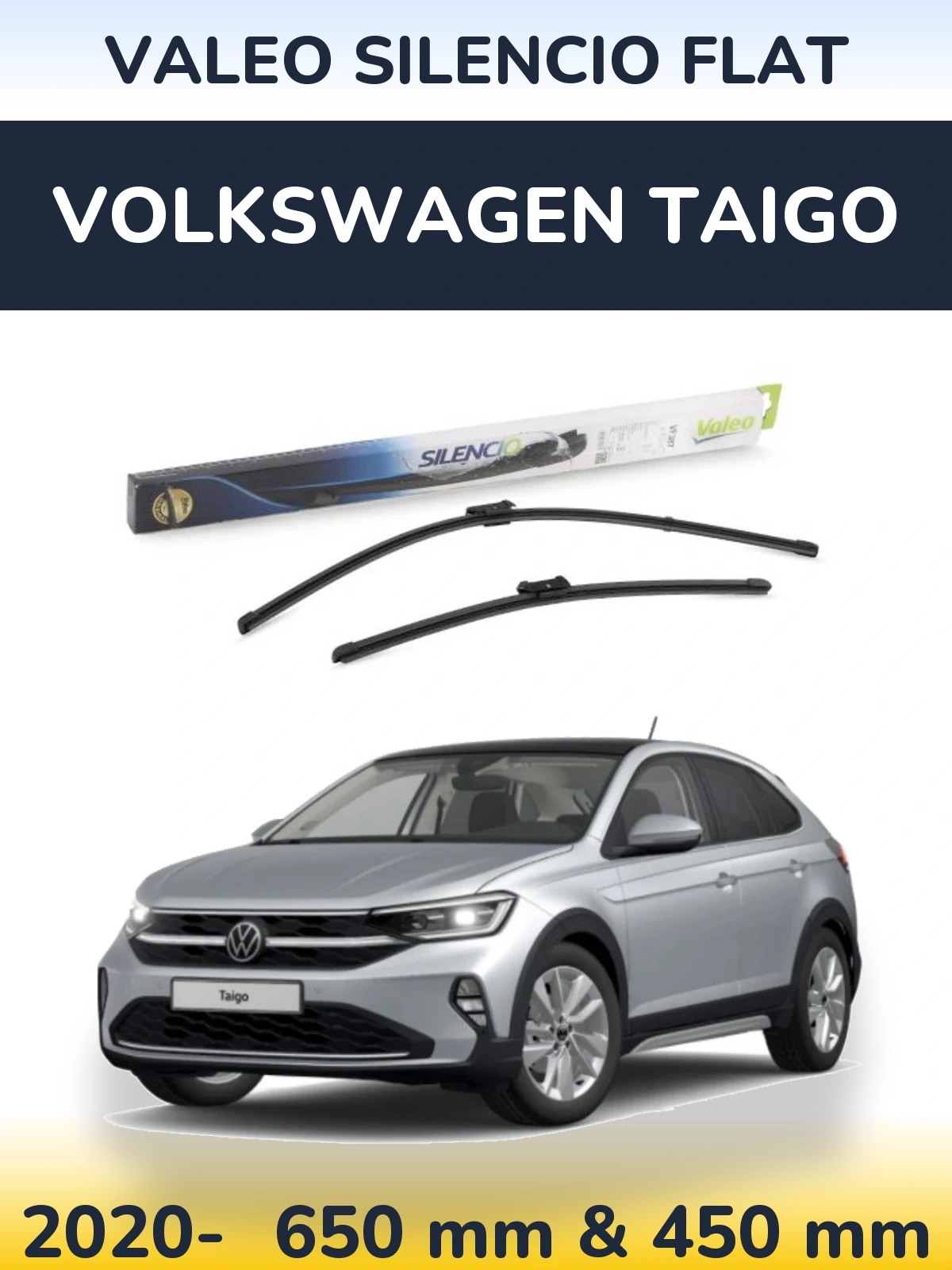 Комплект передних дворников Valeo Silencio Flat 650 & 450 мм для Volkswagen Taigo 2020-2026