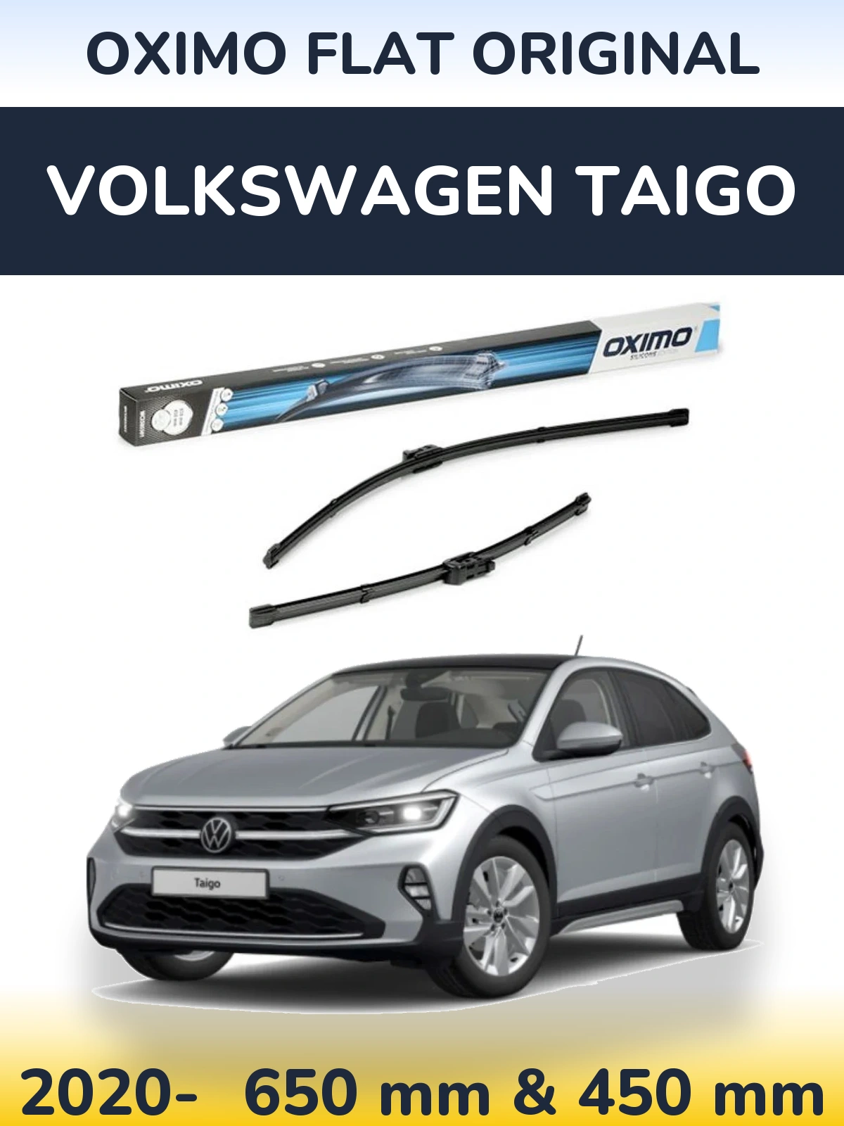 Komplet przednich wycieraczek Oximo Flat Original 650 & 450 mm do Volkswagen Taigo 2020-2026