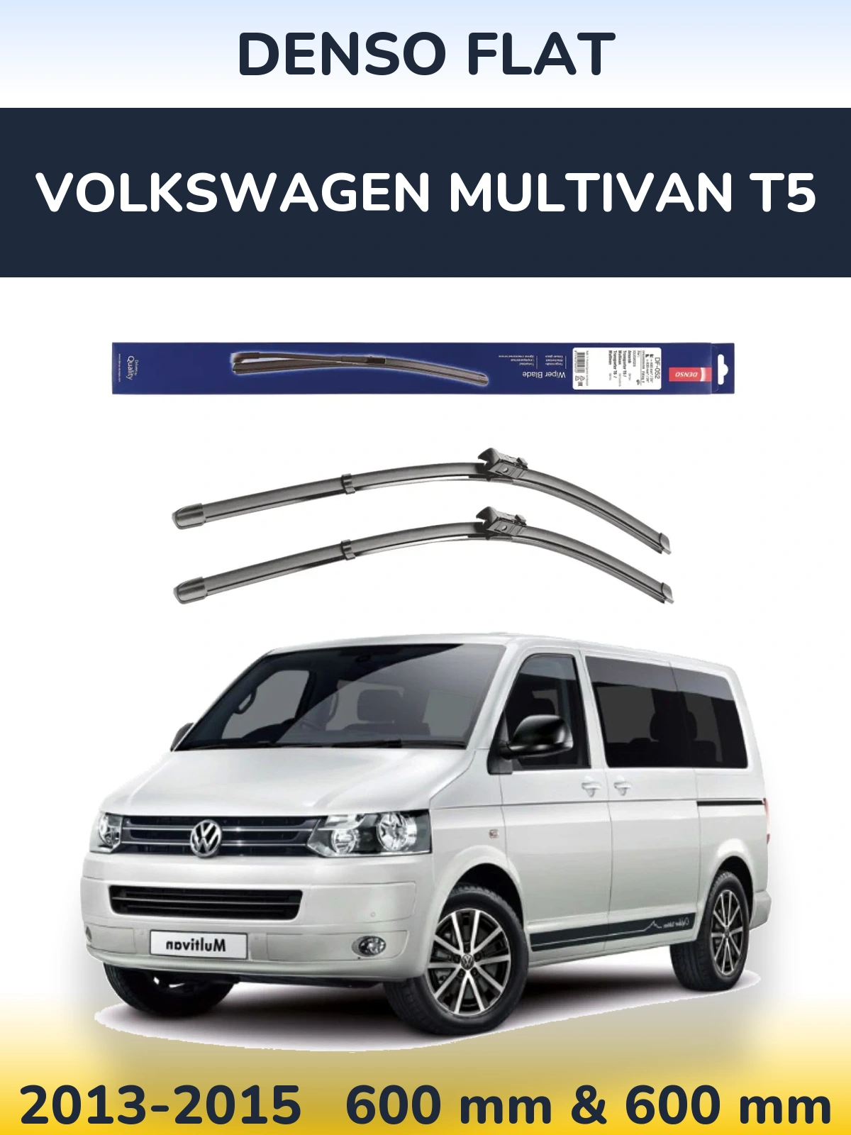 Komplet przednich wycieraczek Denso Flat 600 & 600 mm do Volkswagen Multivan T5 2013-2015
