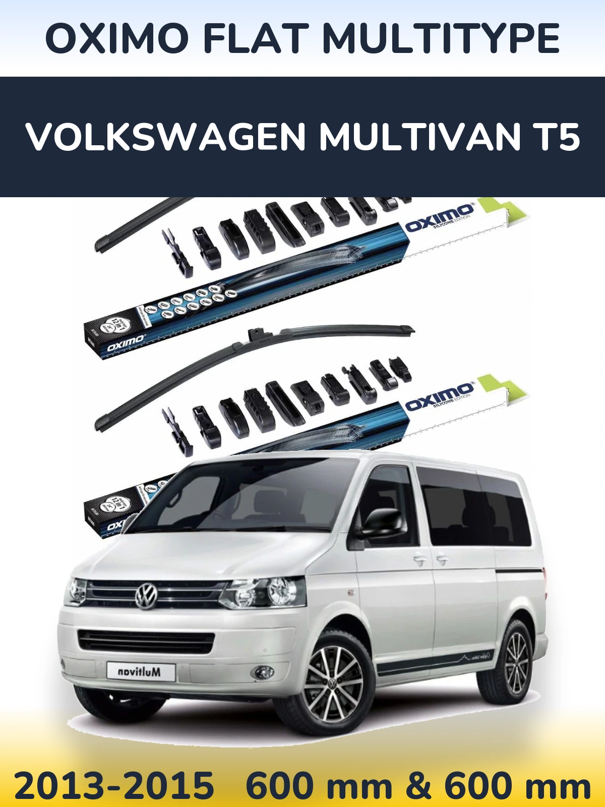 Komplet przednich wycieraczek Oximo Flat MultiType 600 & 600 mm do Volkswagen Multivan T5 2013-2015