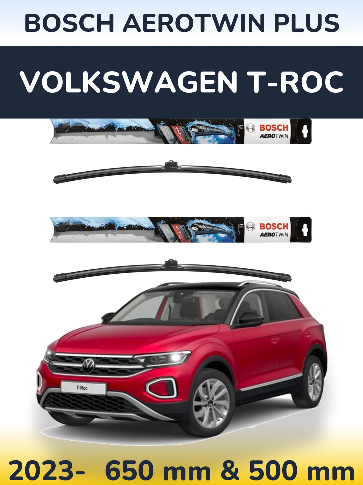 Komplet przednich wycieraczek BOSCH AeroTwin Plus 650 & 500 mm do Volkswagen T-Roc 2023-2026