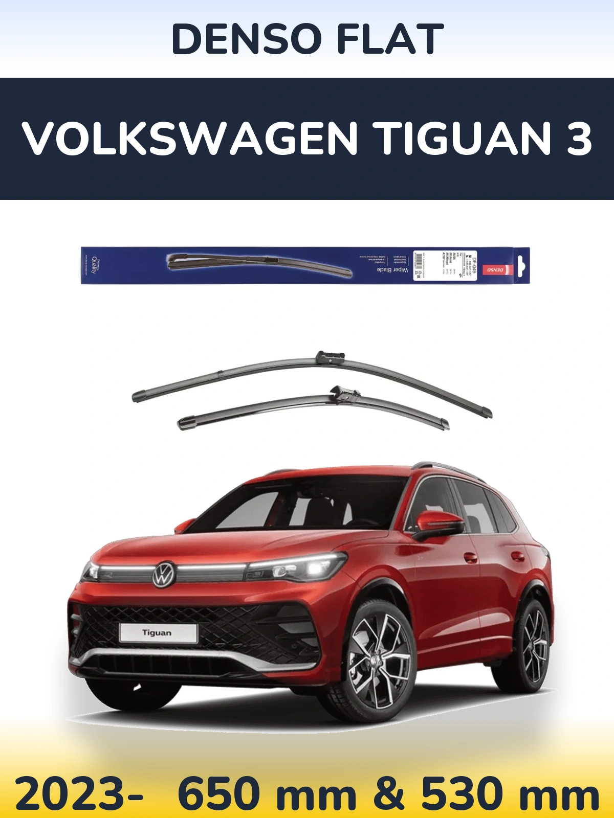 Komplet przednich wycieraczek Denso Flat 640 & 520 mm do Volkswagen Tiguan 3 2023-2026