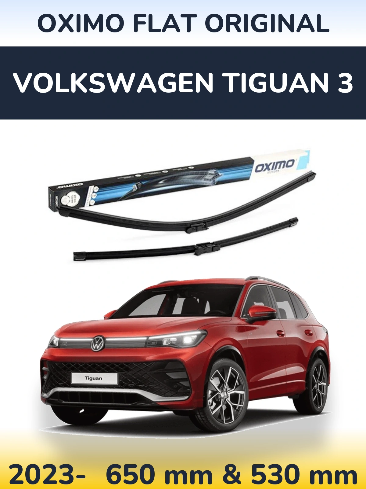Komplet przednich wycieraczek Oximo Flat Original 650 & 530 mm do Volkswagen Tiguan 3 2023-2026