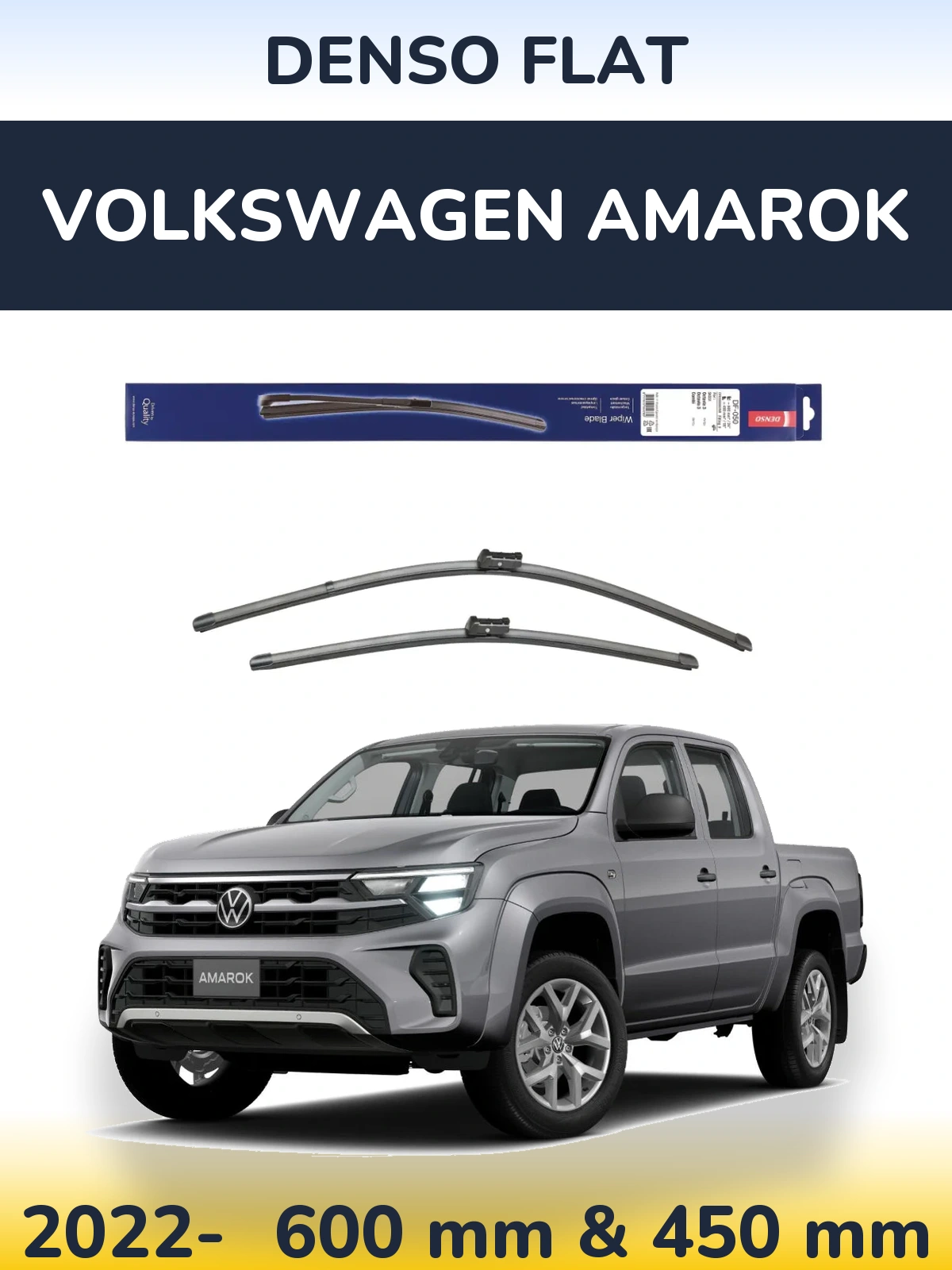 Komplet przednich wycieraczek Denso Flat 600 & 450 mm do Volkswagen Amarok 2022-2026