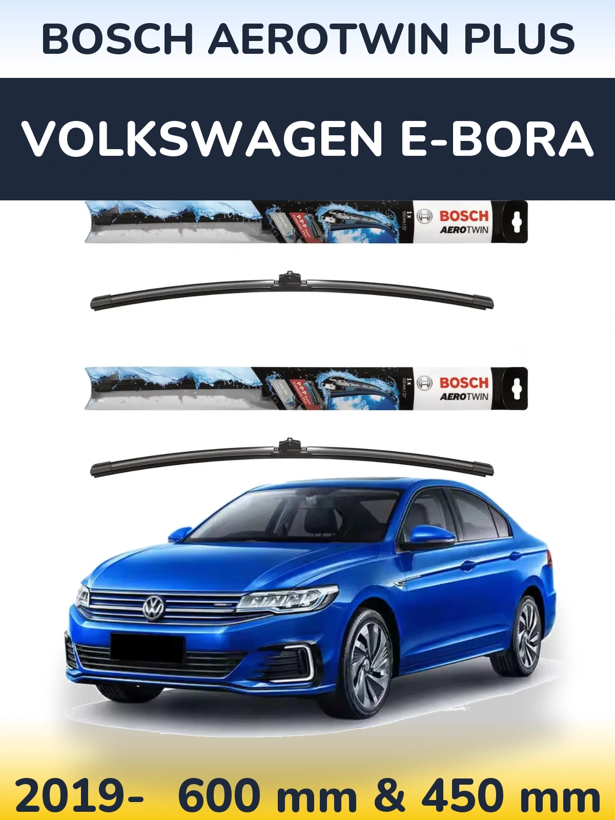 Komplet przednich wycieraczek BOSCH AeroTwin Plus 600 & 450 mm do Volkswagen e-Bora 2019-2026