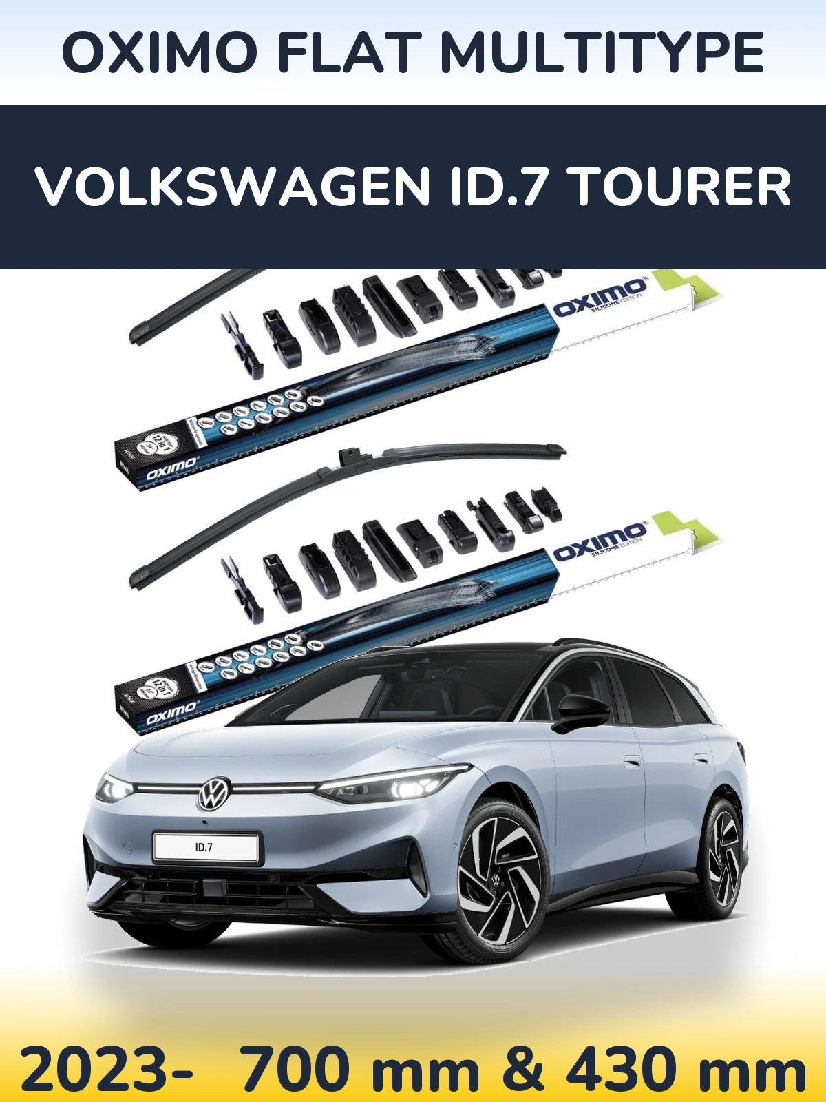 Komplet przednich wycieraczek Oximo Flat MultiType 700 & 430 mm do Volkswagen ID.7 Tourer 2023-2026