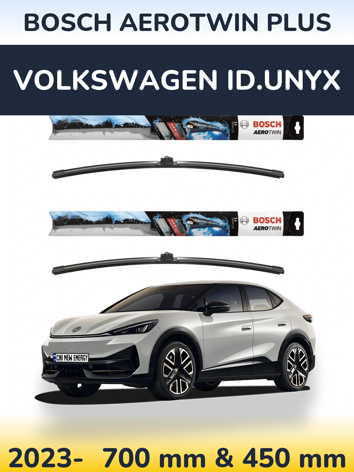 Комплект передних дворников BOSCH AeroTwin Plus 700 & 450 мм для Volkswagen ID.UNYX 2023-2026