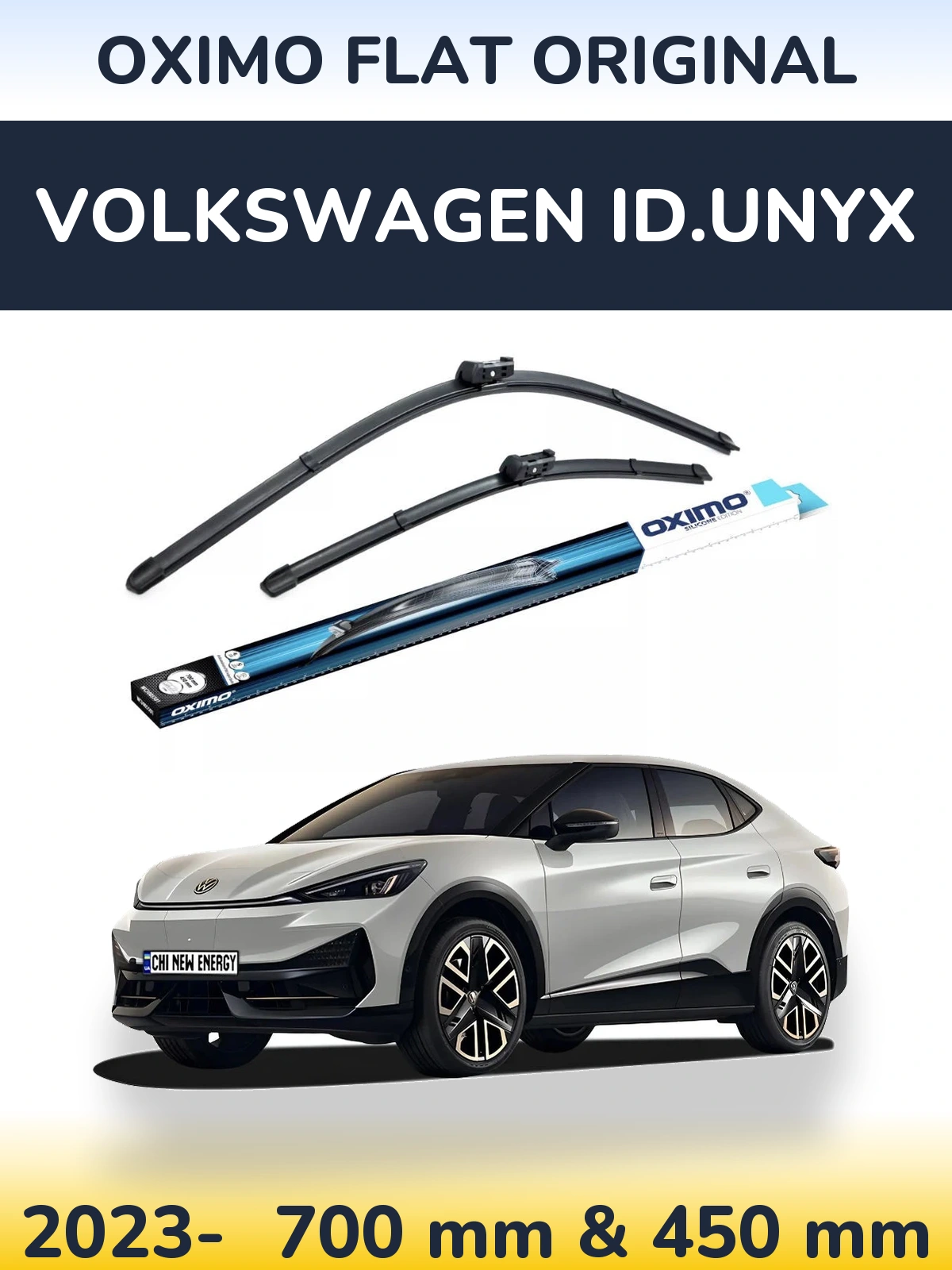 Комплект передних дворников Oximo Flat Original 700 & 450 мм для Volkswagen ID.UNYX 2023-2026
