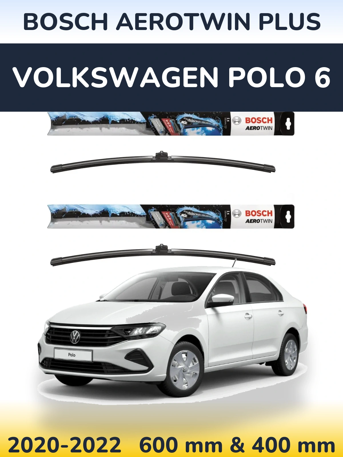 Komplet przednich wycieraczek BOSCH AeroTwin Plus 600 & 400 mm do Volkswagen Polo 6 2020-2022