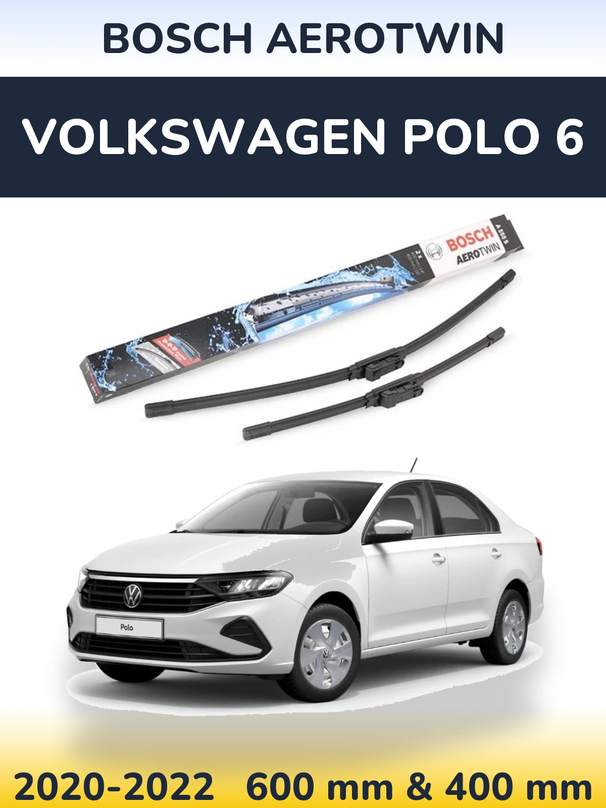 Komplet przednich wycieraczek BOSCH AeroTwin 600 & 400 mm do Volkswagen Polo 6 2020-2022
