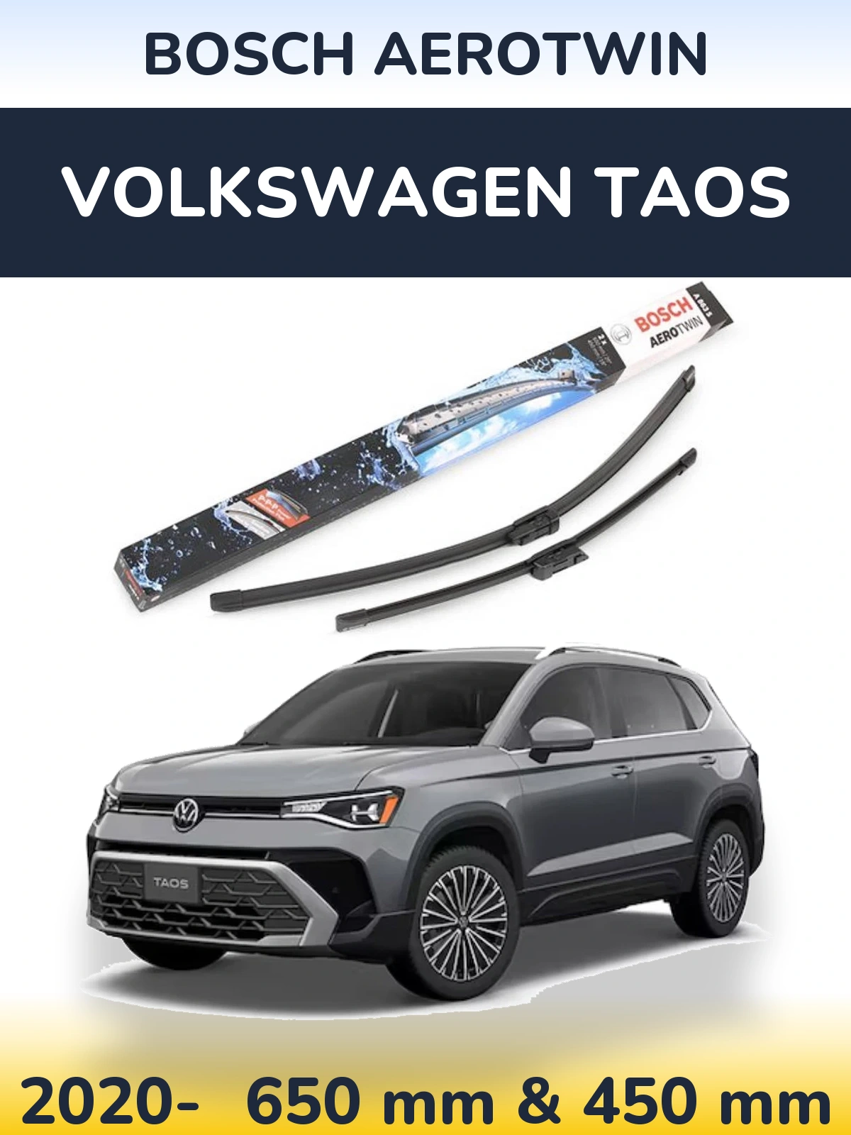 Komplet przednich wycieraczek BOSCH AeroTwin 650 & 450 mm do Volkswagen Taos 2020-2026