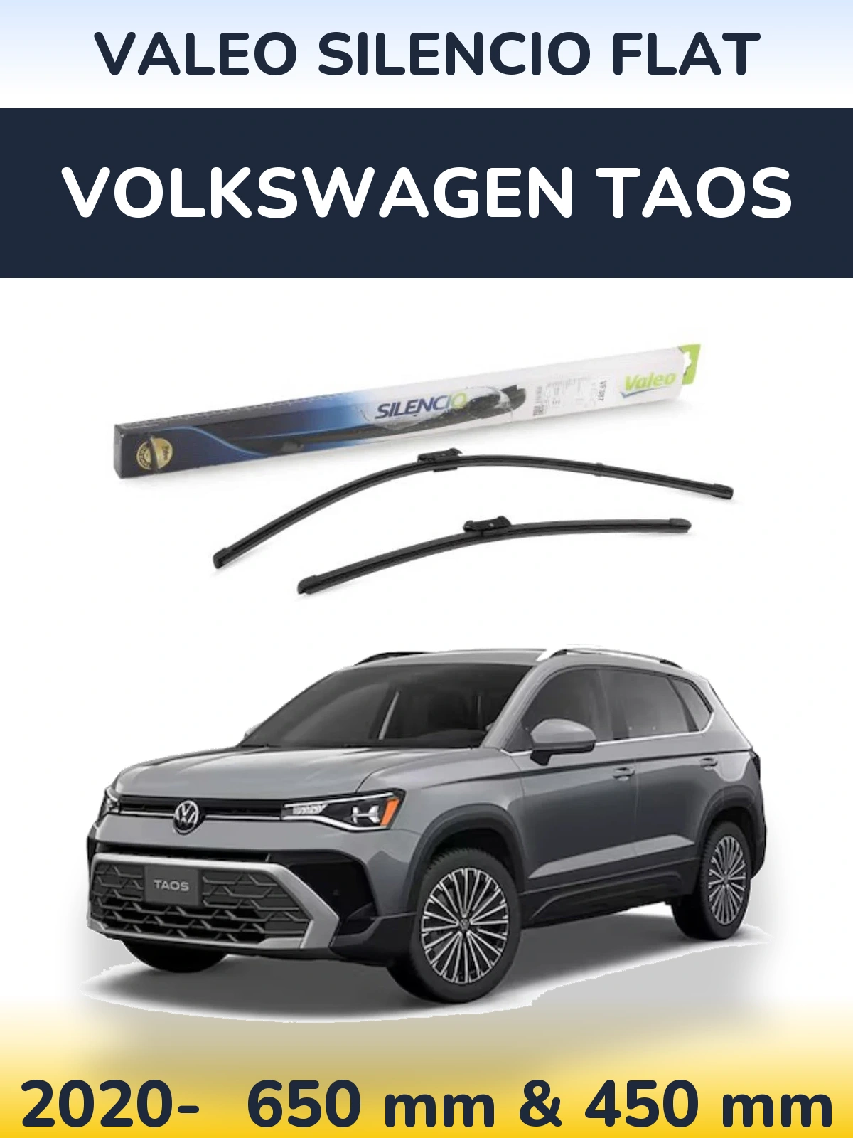 Комплект передних дворников Valeo Silencio Flat 650 & 450 мм для Volkswagen Taos 2020-2026