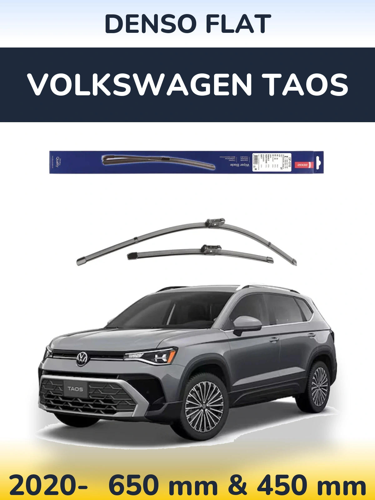 Komplet przednich wycieraczek Denso Flat 650 & 450 mm do Volkswagen Taos 2020-2026