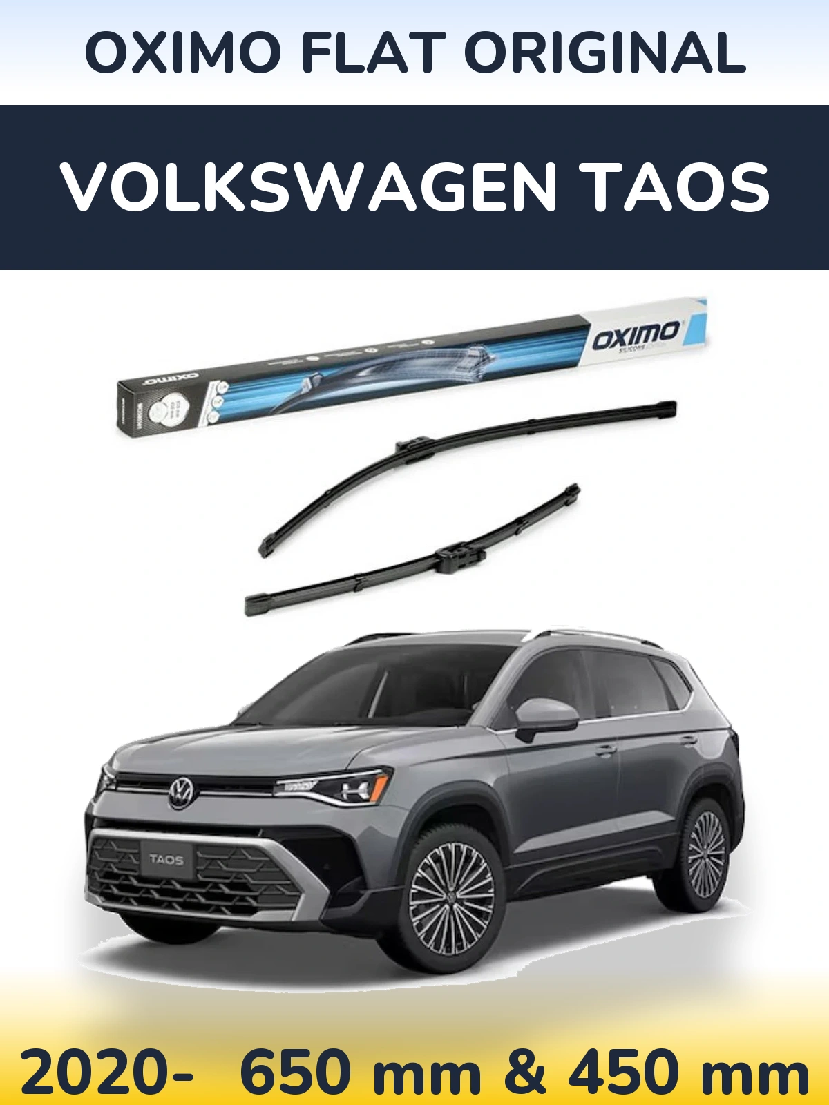 Комплект передних дворников Oximo Flat Original 650 & 450 мм для Volkswagen Taos 2020-2026