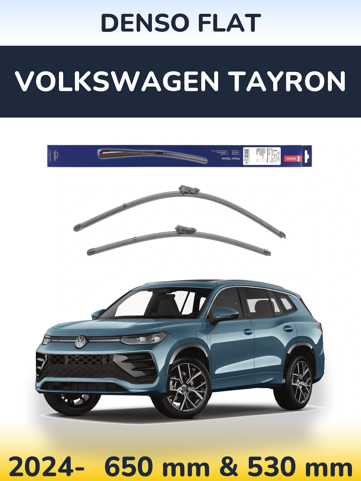 Komplet przednich wycieraczek Denso Flat 650 & 530 mm do Volkswagen Tayron 2024-2026