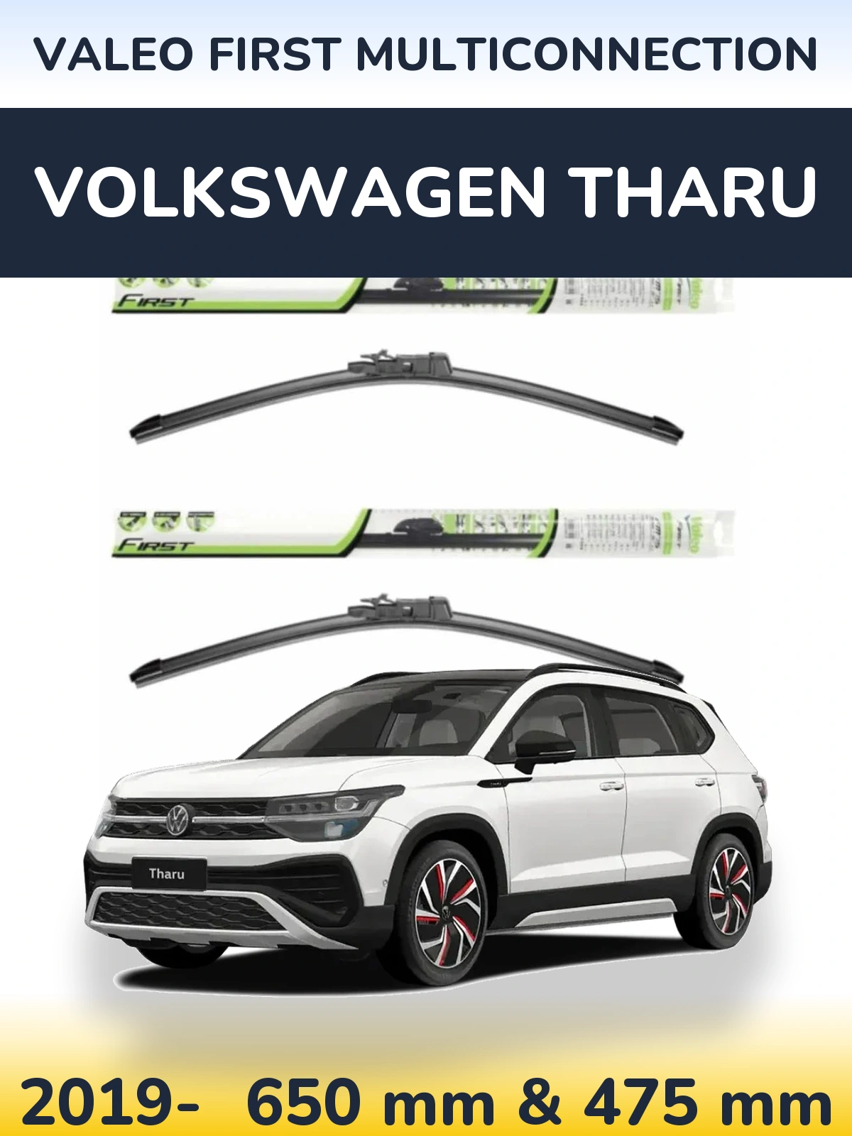 Komplet przednich wycieraczek Valeo First MultiConnection 650 & 475 mm do Volkswagen Tharu 2019-2026