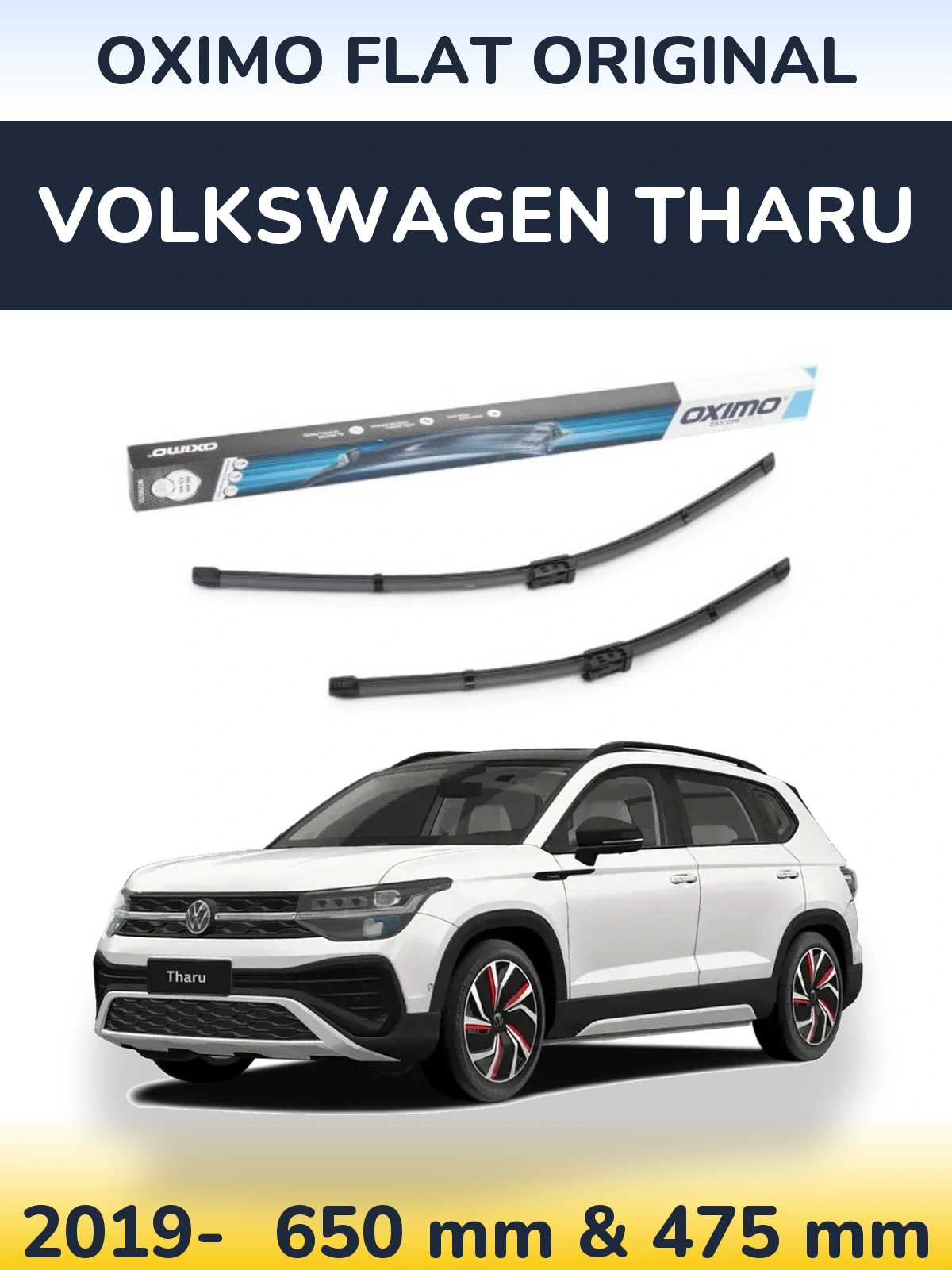 Komplet przednich wycieraczek Oximo Flat Original 650 & 475 mm do Volkswagen Tharu 2019-2026