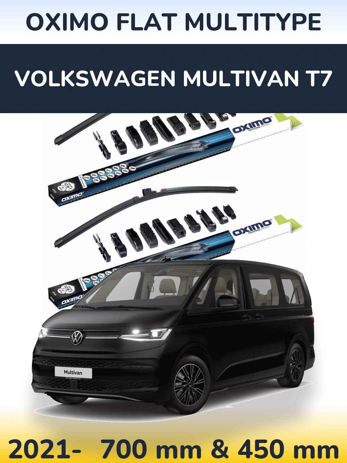 Komplet przednich wycieraczek Oximo Flat MultiType 700 & 450 mm do Volkswagen Multivan T7 2021-2026