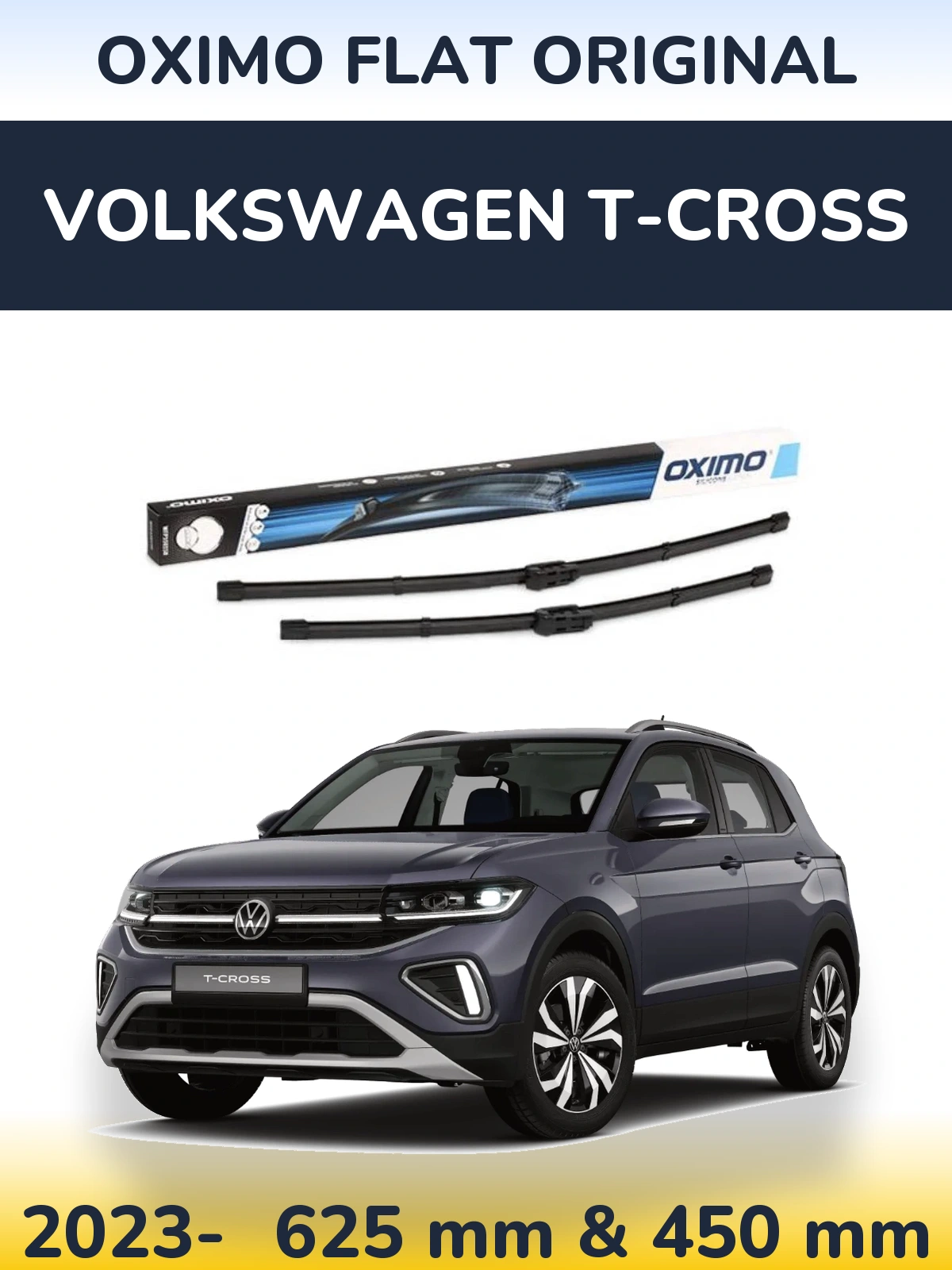 Komplet przednich wycieraczek Oximo Flat Original 600 & 450 mm do Volkswagen T-Cross 2023-2026