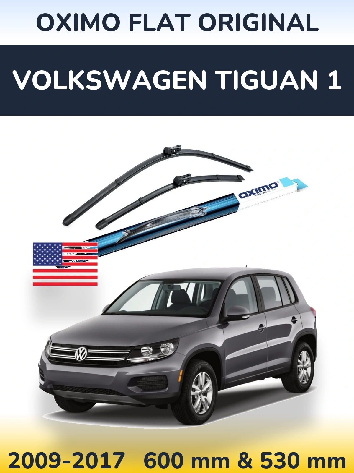 Komplet przednich wycieraczek Oximo Flat Original 600 & 500 mm do Volkswagen Tiguan 1 2009-2017