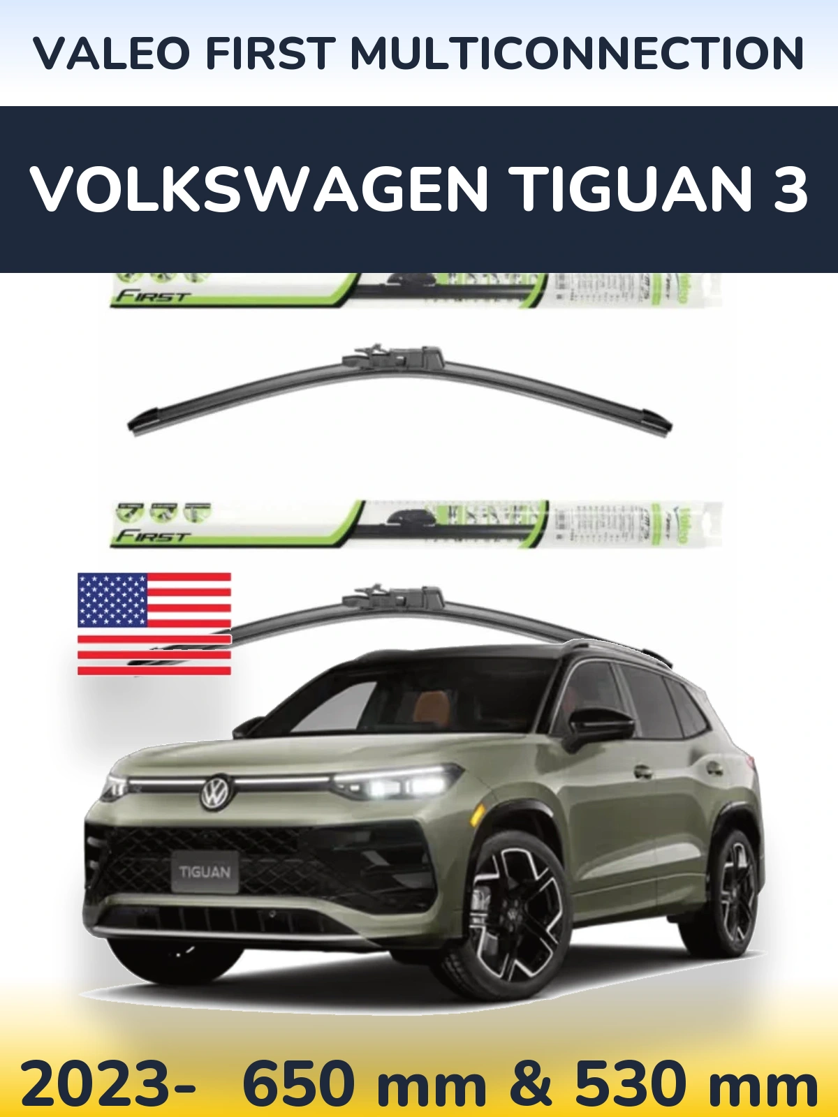 Komplet przednich wycieraczek Valeo First MultiConnection 650 & 530 mm do Volkswagen Tiguan 3 2023-2026