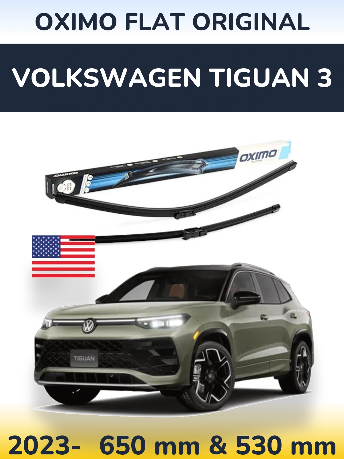 Komplet przednich wycieraczek Oximo Flat Original 650 & 530 mm do Volkswagen Tiguan 3 2023-2026