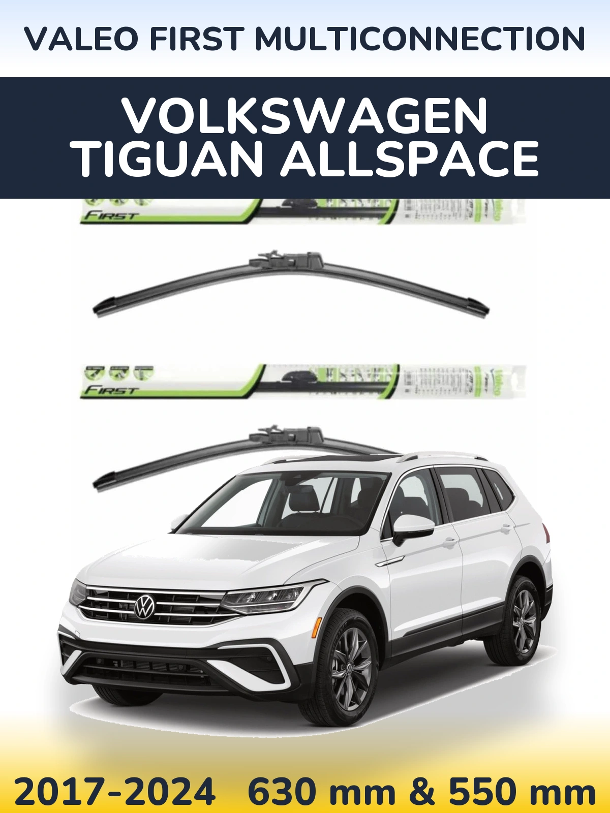 Komplet przednich wycieraczek Valeo First MultiConnection 600 & 550 mm do Volkswagen Tiguan Allspace 2017-2024