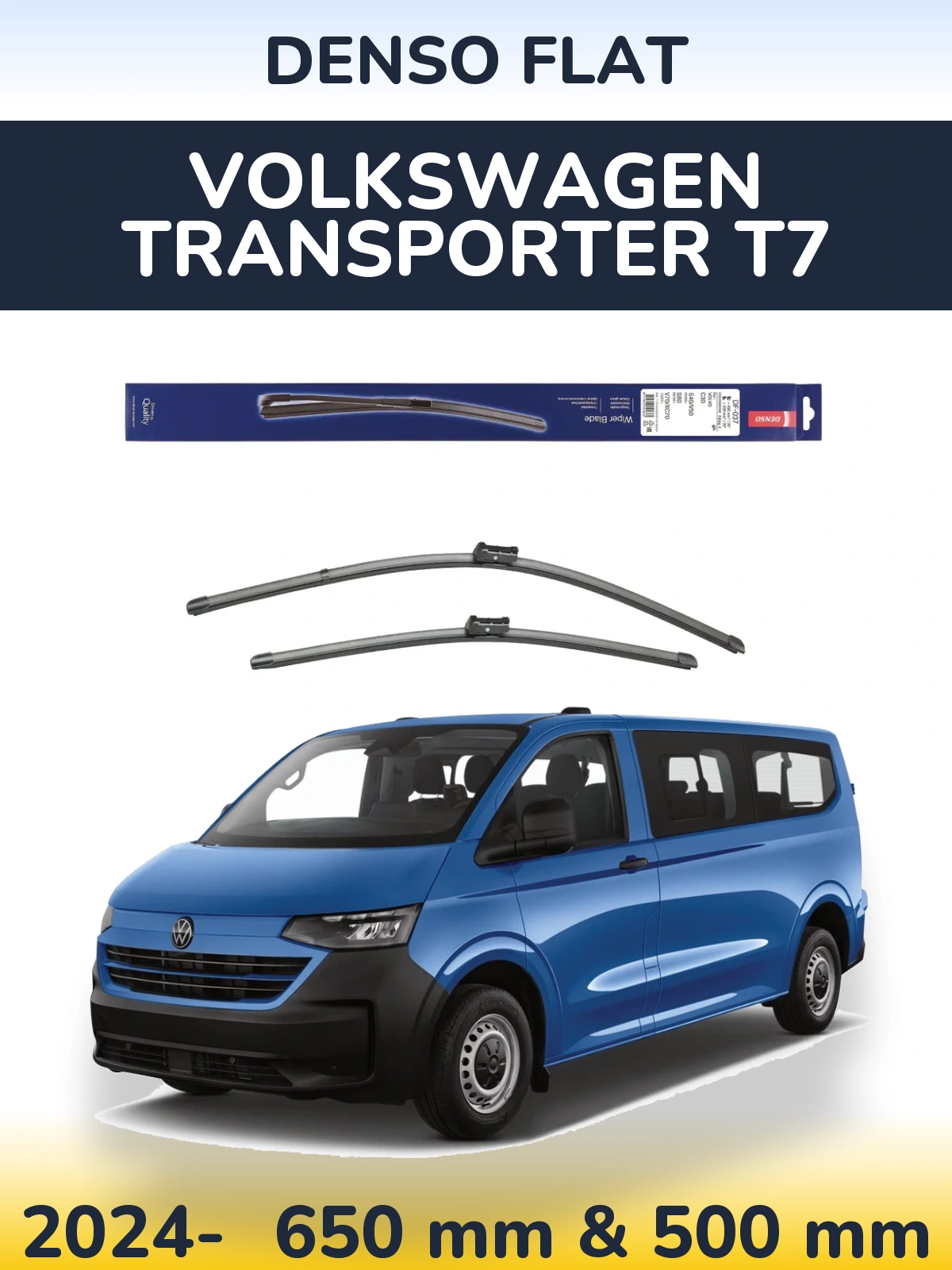 Komplet przednich wycieraczek Denso Flat 650 & 500 mm do Volkswagen Transporter T7 2024-2026