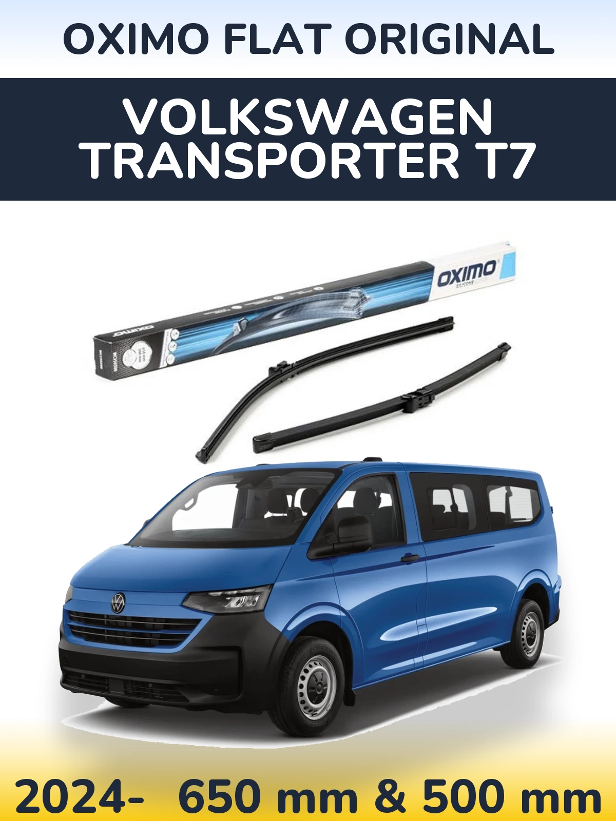 Komplet przednich wycieraczek Oximo Flat Original 650 & 500 mm do Volkswagen Transporter T7 2024-2026