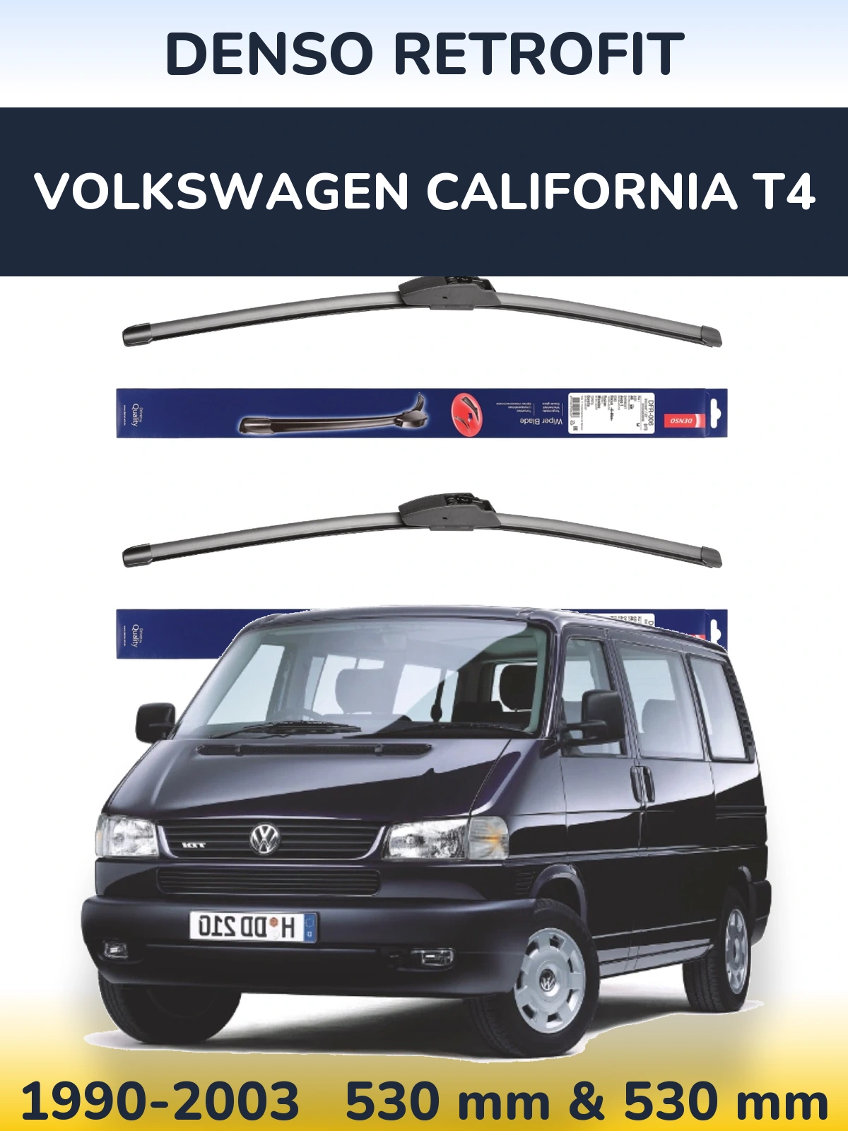 Комплект передних дворников Denso Retrofit 530 & 530 мм для Volkswagen California T4 1990-2003