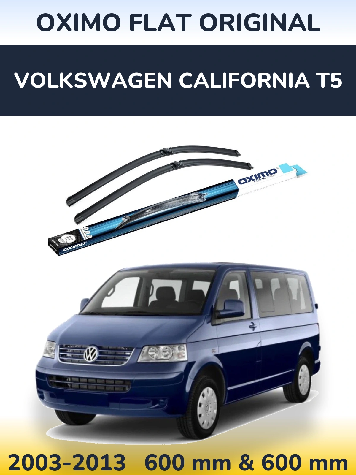 Комплект передних дворников Oximo Flat Original 600 & 600 мм для Volkswagen California T5 2003-2013