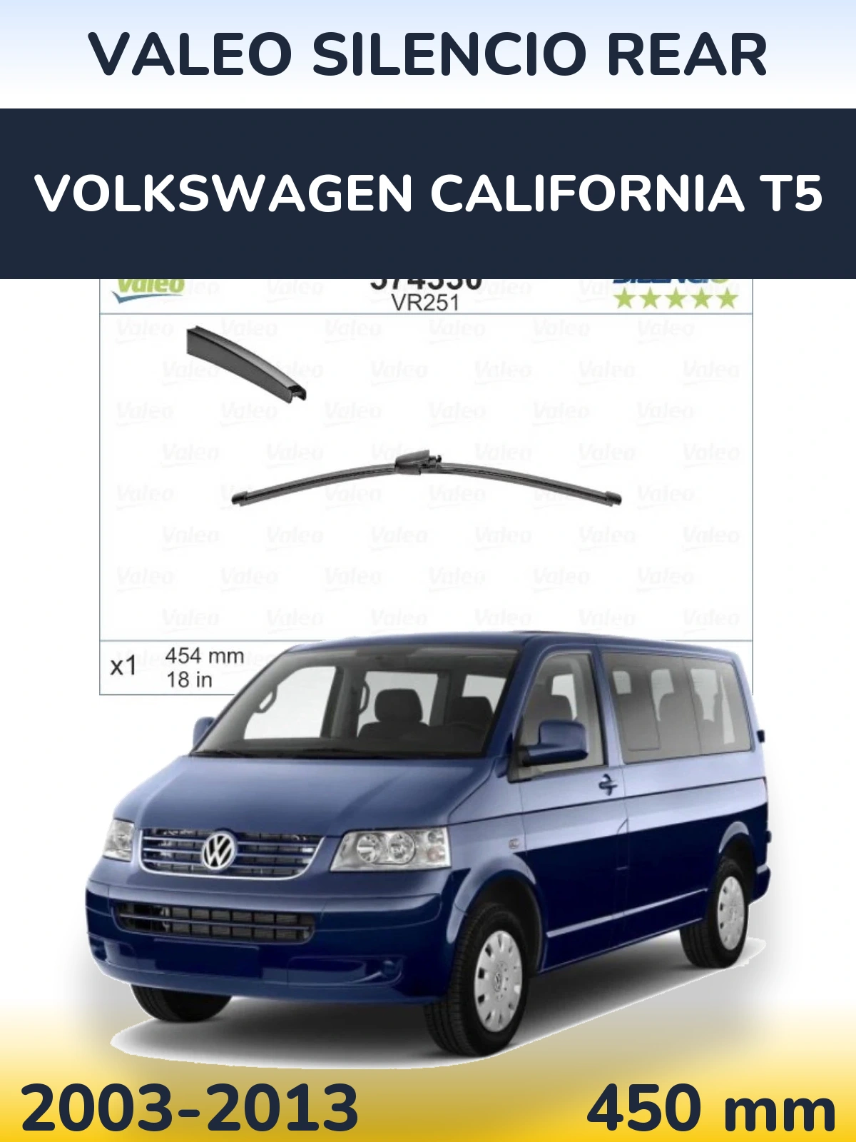 Tylna wycieraczka Valeo Silencio Rear 454 mm do Volkswagen California T5 2003-2013