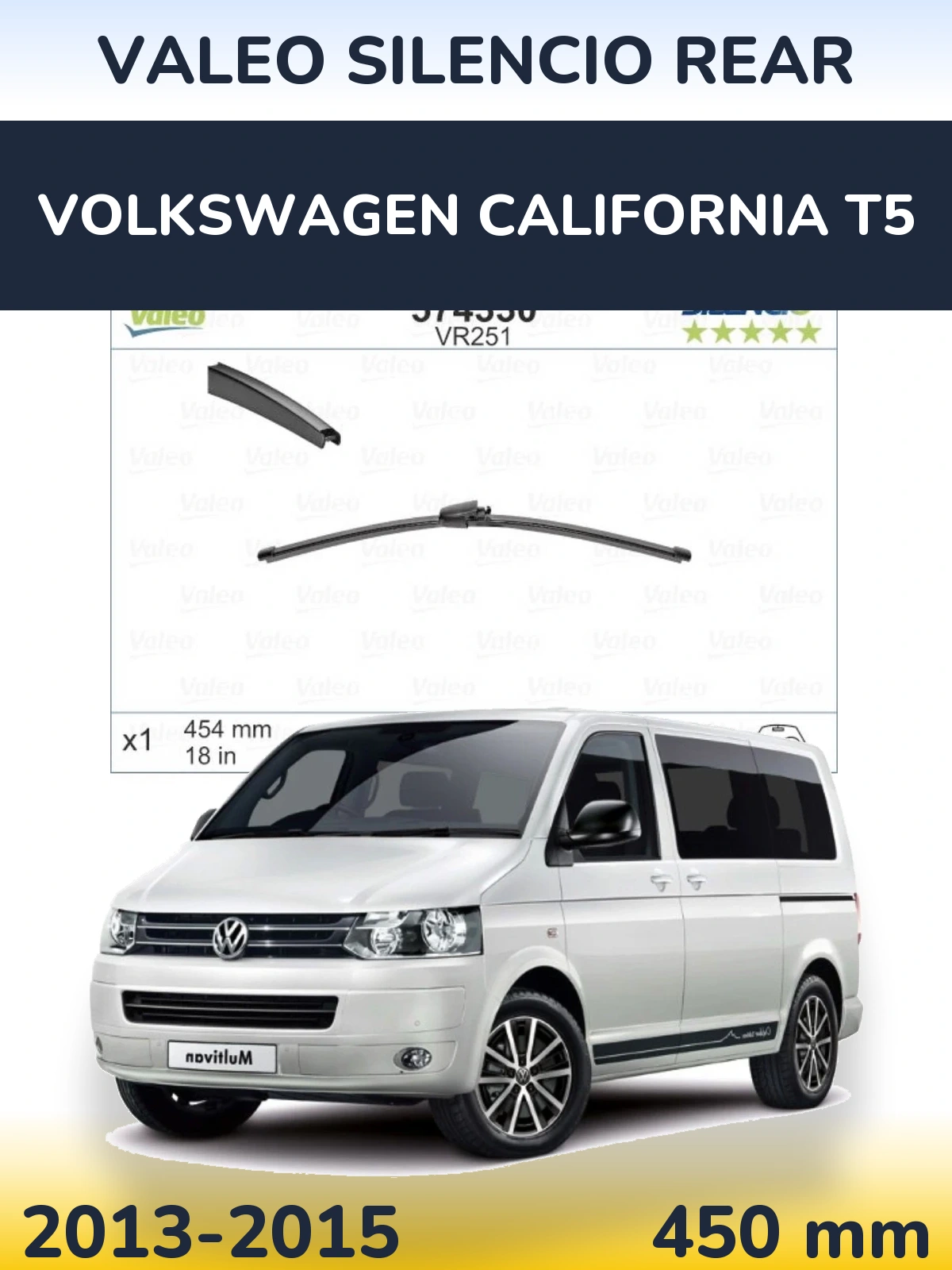 Задний дворник Valeo Silencio Rear 454 мм для Volkswagen California T5 2013-2015