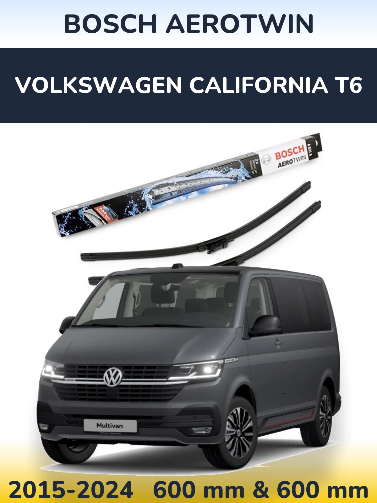 Komplet przednich wycieraczek BOSCH AeroTwin 600 & 600 mm do Volkswagen California T6 2015-2024