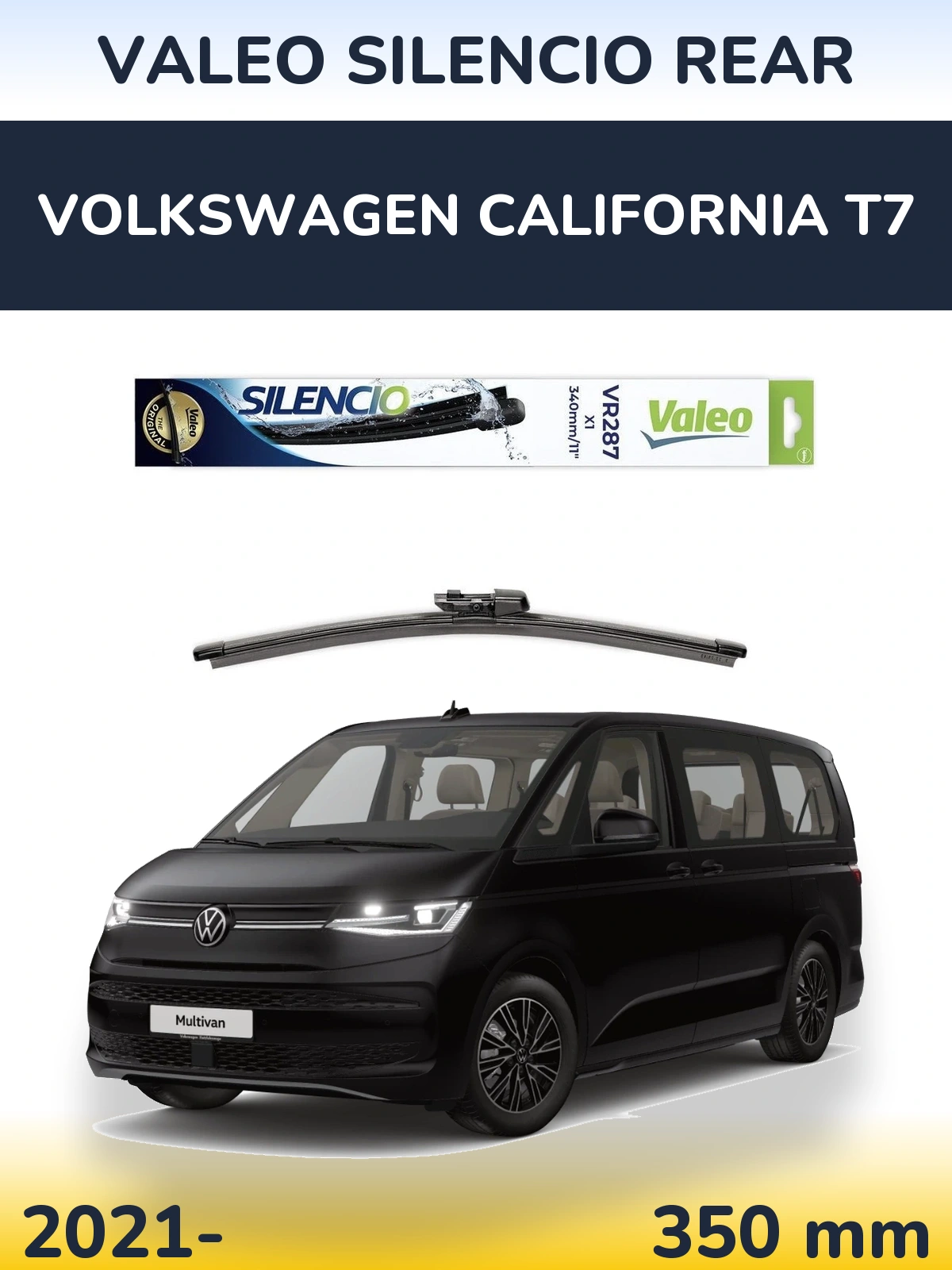 Rear wiper blade Valeo Silencio Rear 340 mm for Volkswagen California T7 2021-2026