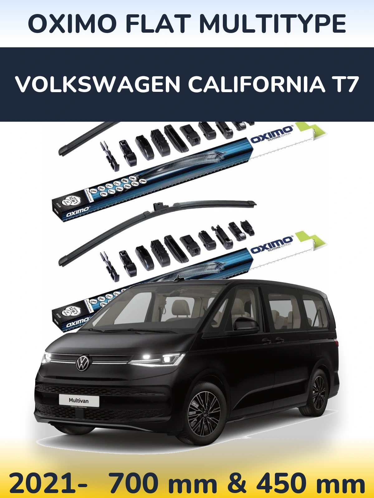 Komplet przednich wycieraczek Oximo Flat MultiType 700 & 450 mm do Volkswagen California T7 2021-2026