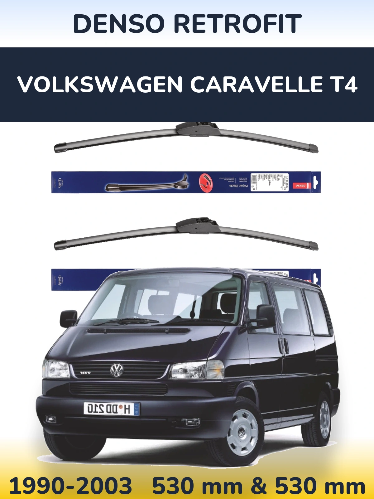 Комплект передних дворников Denso Retrofit 530 & 530 мм для Volkswagen Caravelle T4 1990-2003