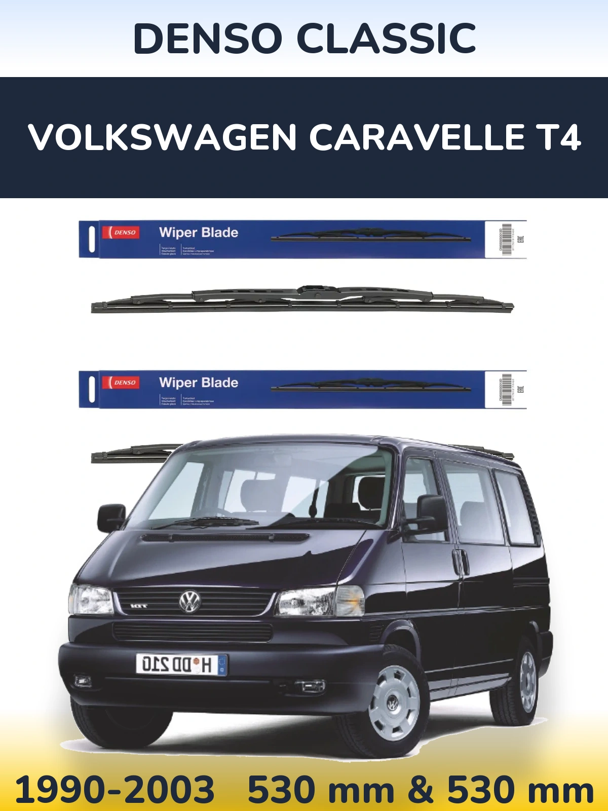 Komplet przednich wycieraczek Denso Classic 530 & 530 mm do Volkswagen Caravelle T4 1990-2003